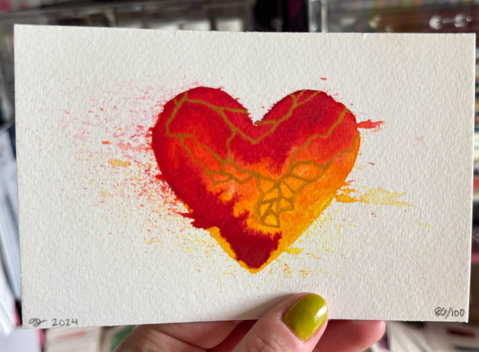 Running On Sunshine - Original Painting #86 - 4x6 Red/Orange/Yellow/Gold