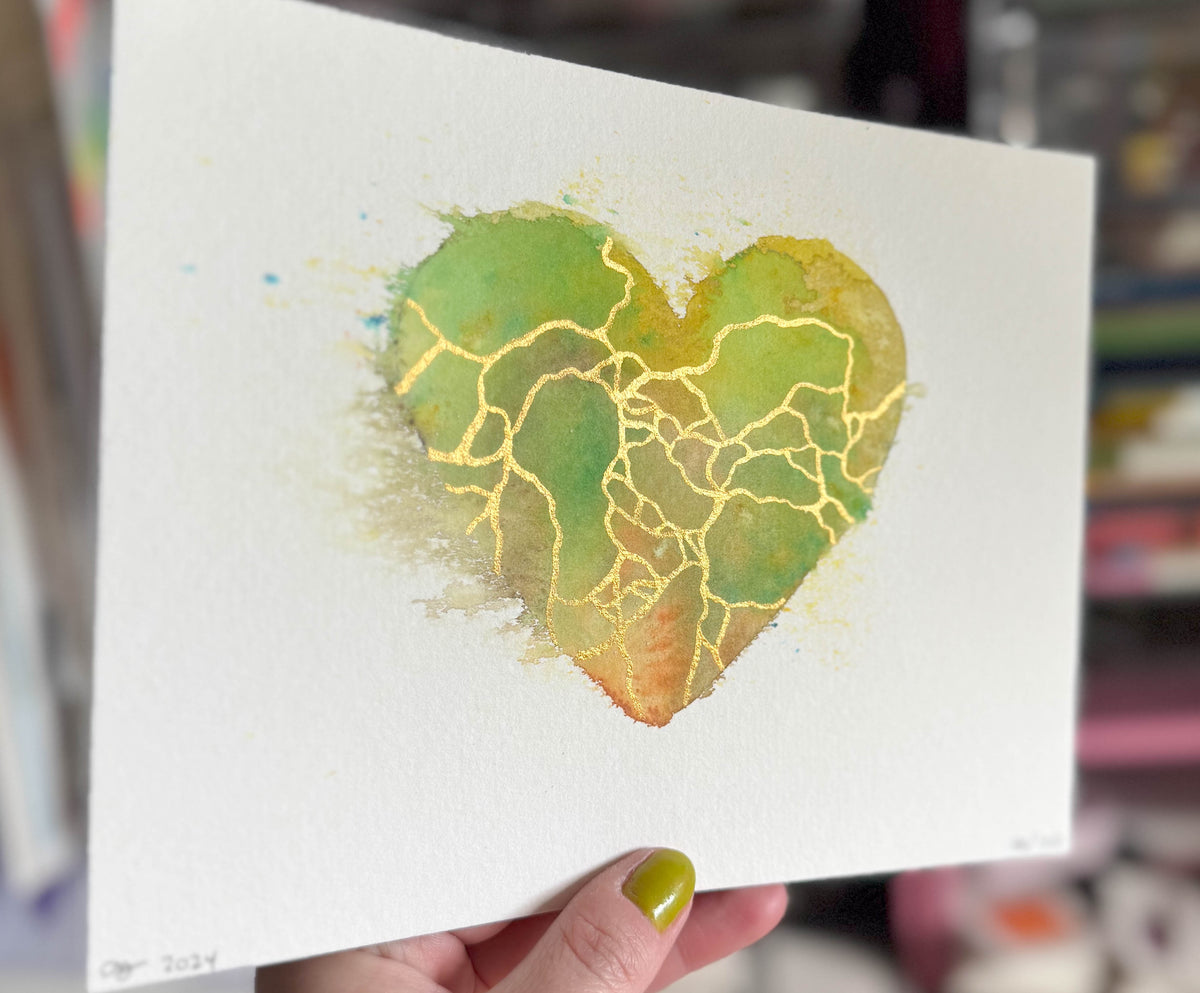 Running in the Grass - Original Painting #88- 6x8 Brown/Green/Yellow/Copper