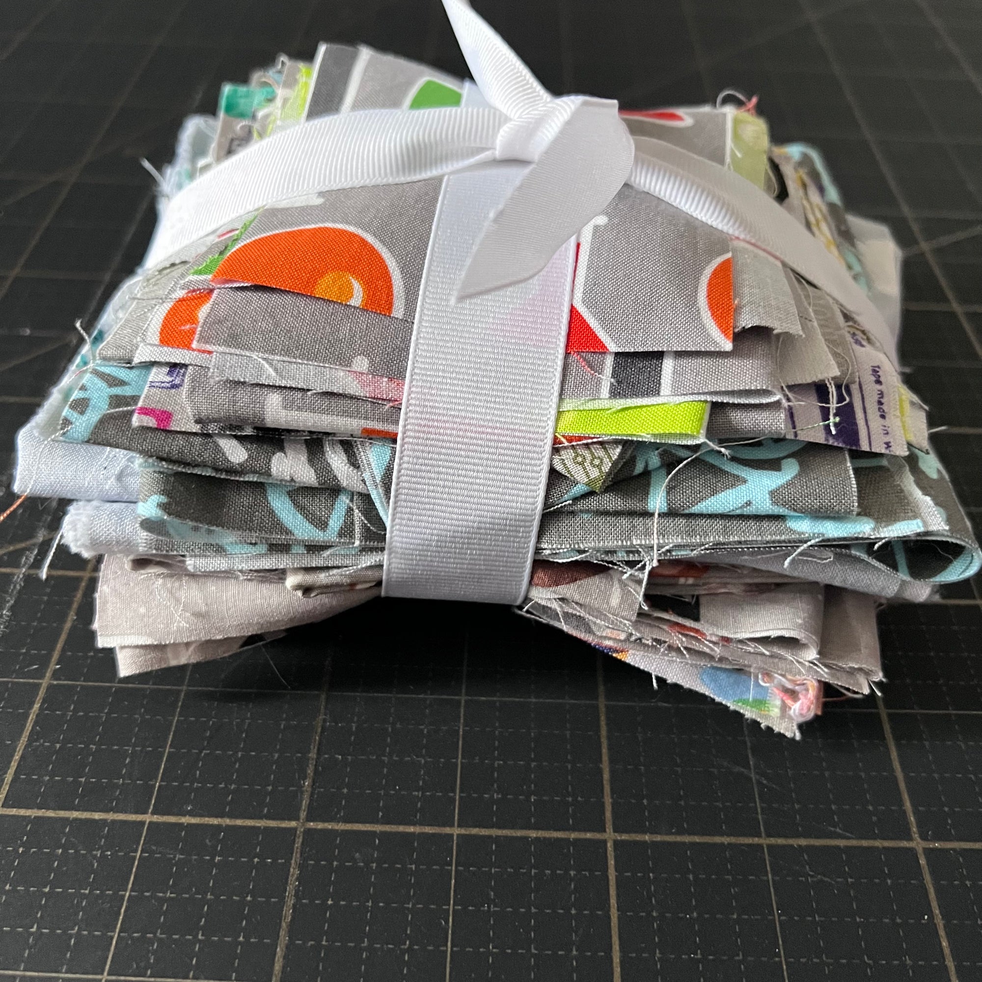 Grey + Multicolor Fabric Scrap Bundle No. 7 - 10.9 oz.