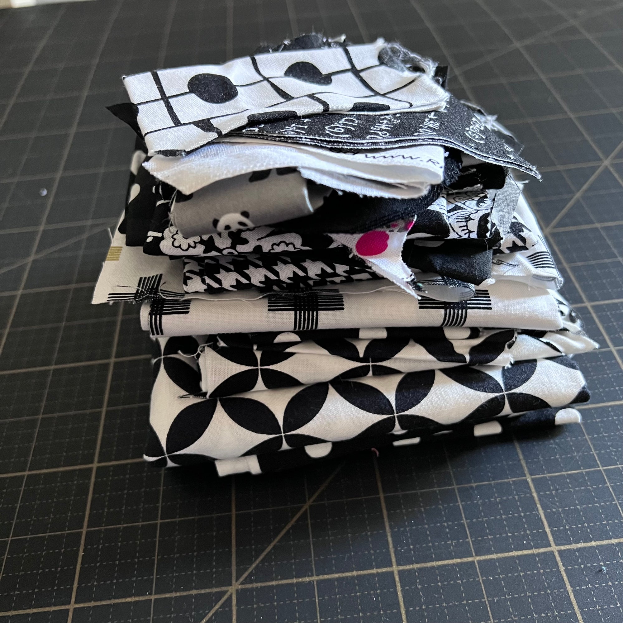 Black + White + Grey Fabric Scrap Bundle No. 8 - 10.1 oz.