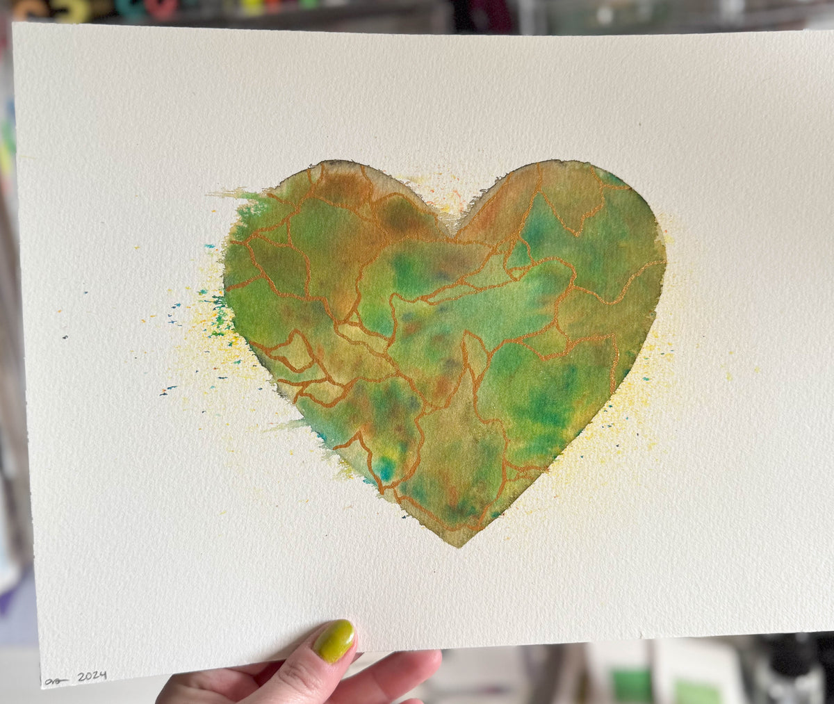 Changes - Original Painting #90 - 9x12 Green/Brown/Copper