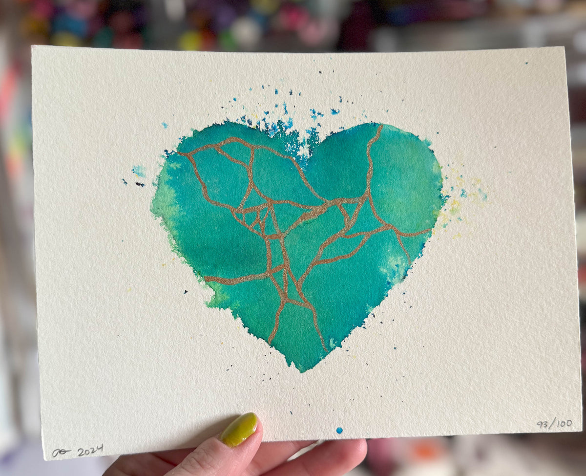 Careful You - Original Painting #93 - 6x8 Teal/Bronze