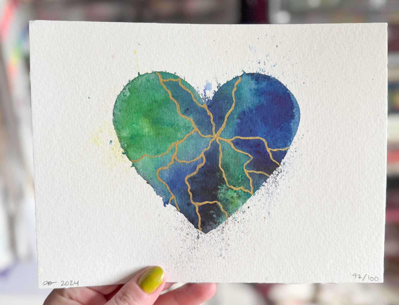 Contact - Original Painting #97 - 6x8 Blue/Green/Gold