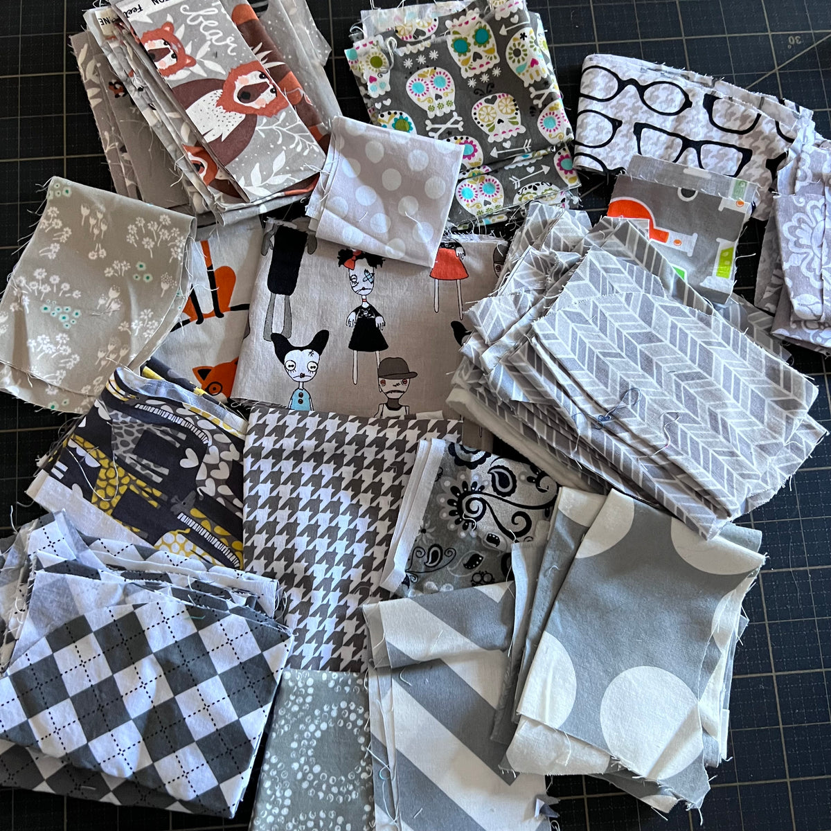 Grey + Multi Fabric Scrap Bundle No. 5 - 14 oz.