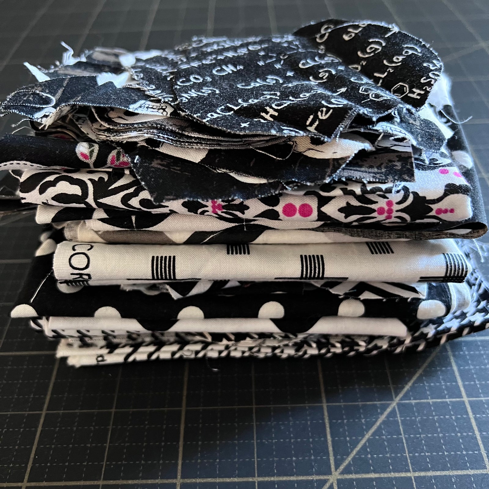 Black + White + Grey Fabric Scrap Bundle No. 6 - 10.2 oz.