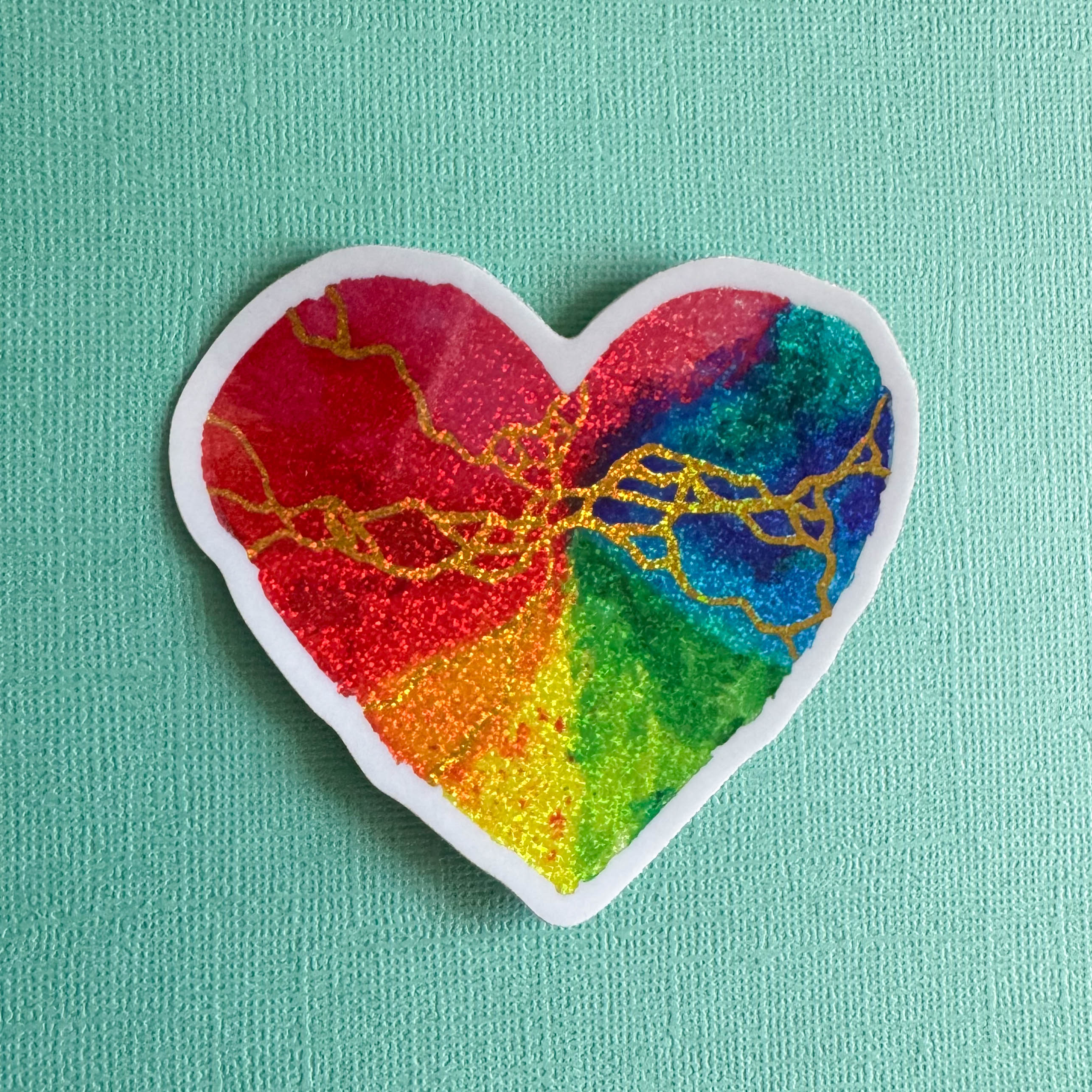 Chasing Rainbows Glitter Heart Sticker