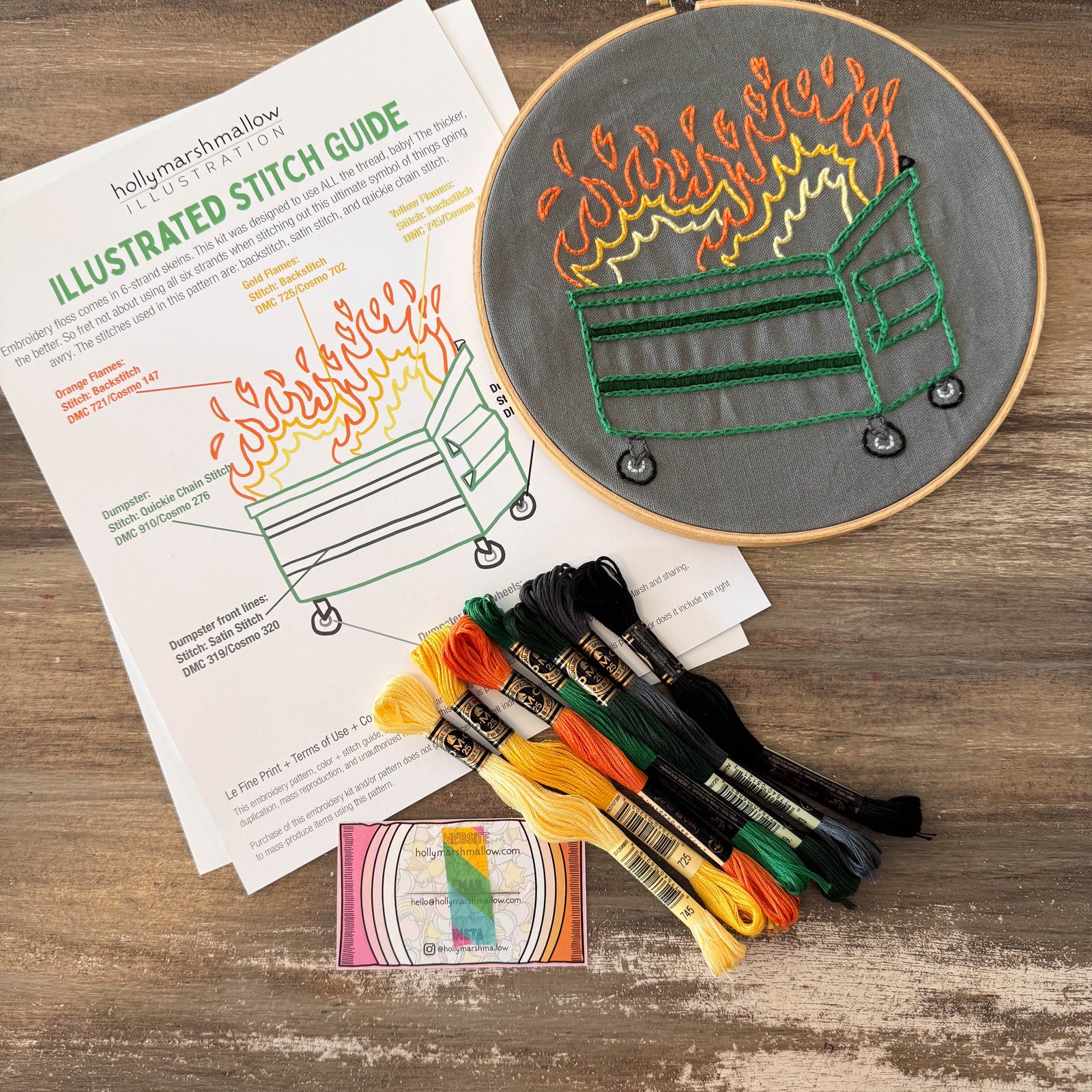 Dumpster Fire Embroidery Kit
