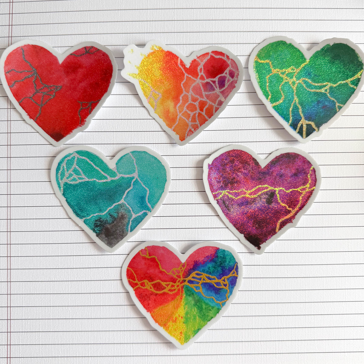 Glitter Heart Art Sticker 6-Pack