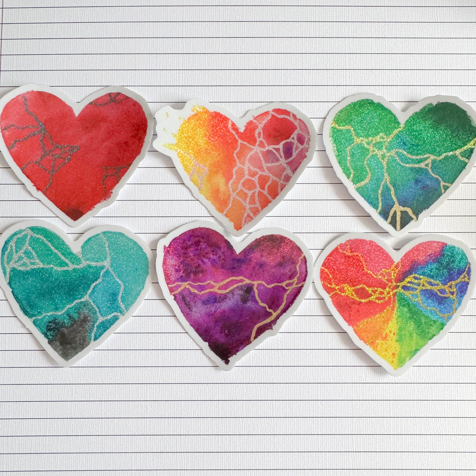 Glitter Heart Art Sticker 6-Pack