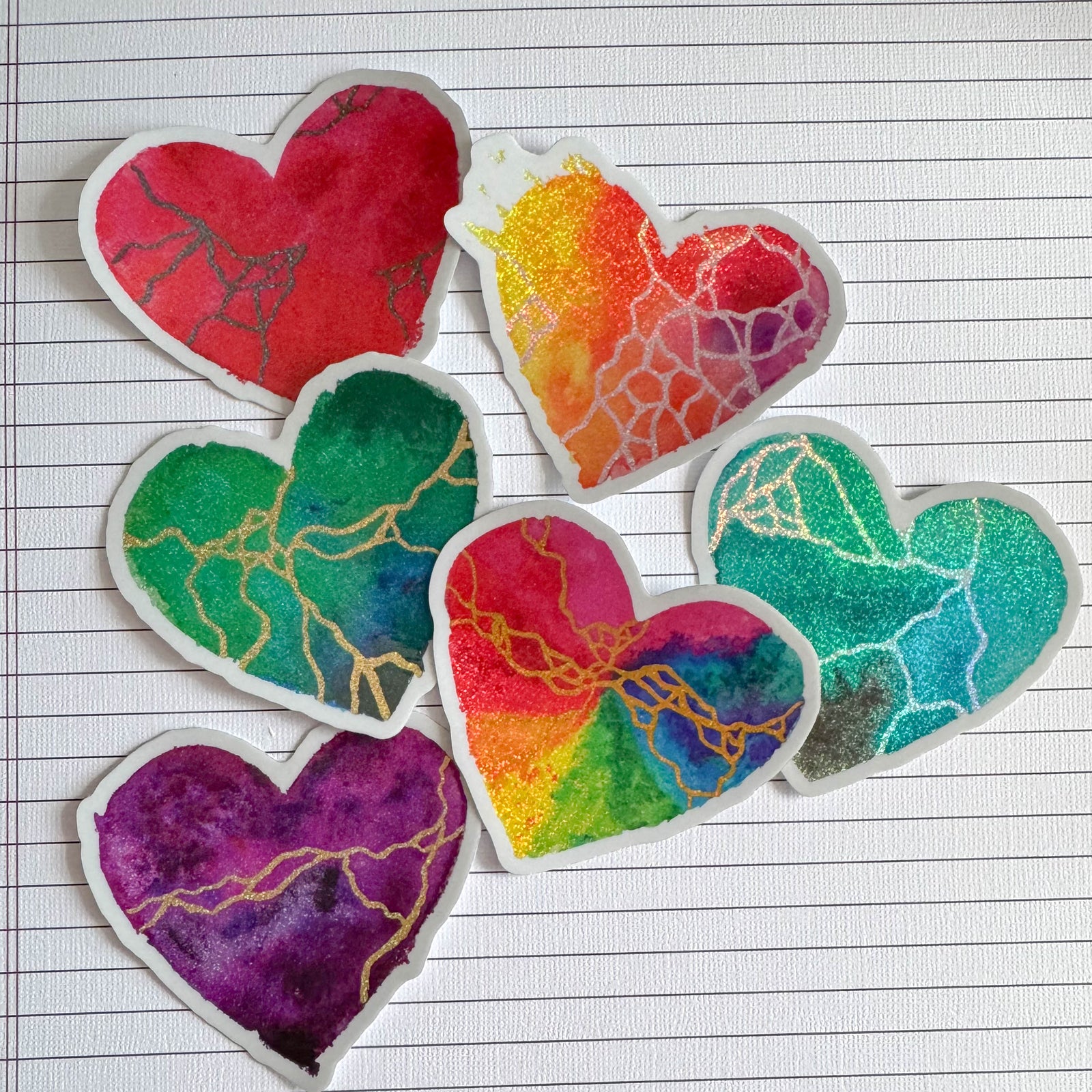 Glitter Heart Art Sticker 6-Pack