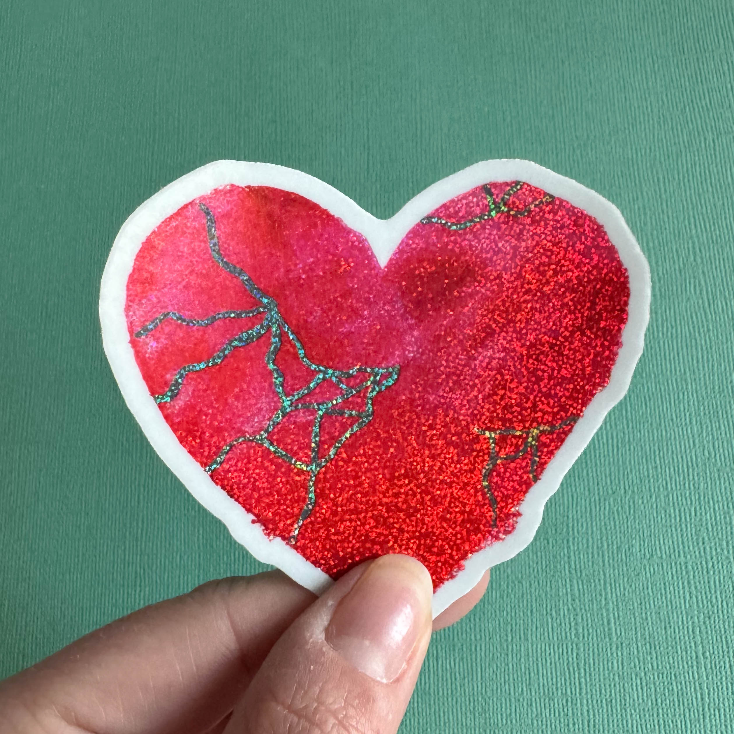 Heart Wants What It Wants Glitter Heart Sticker