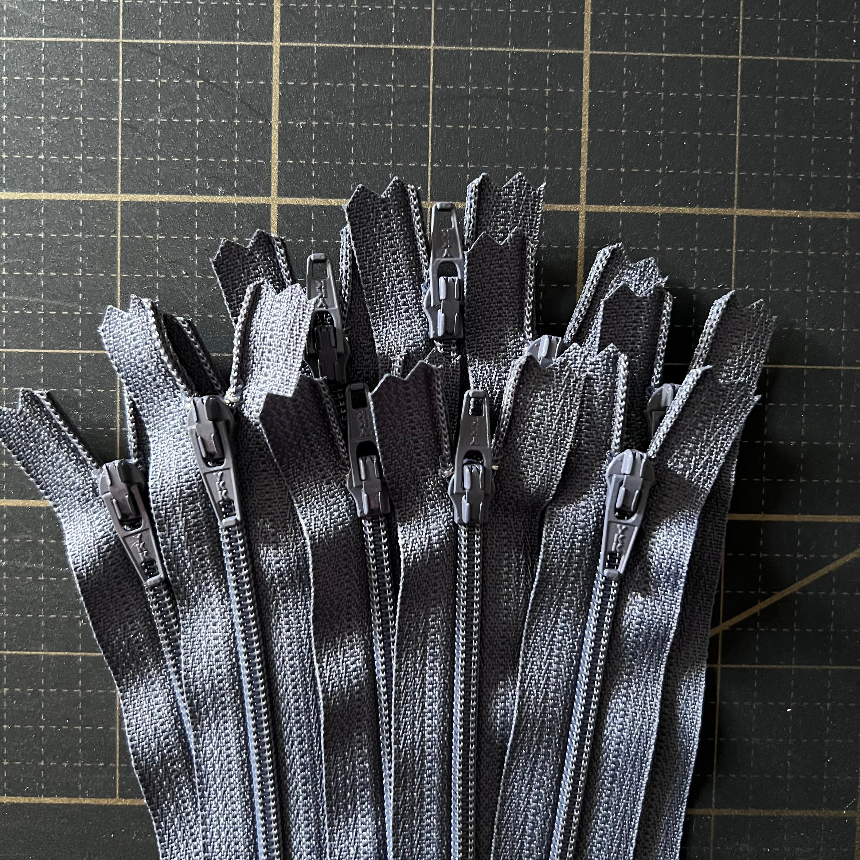 YKK 7" zippers- Charcoal 10-zipper bundle