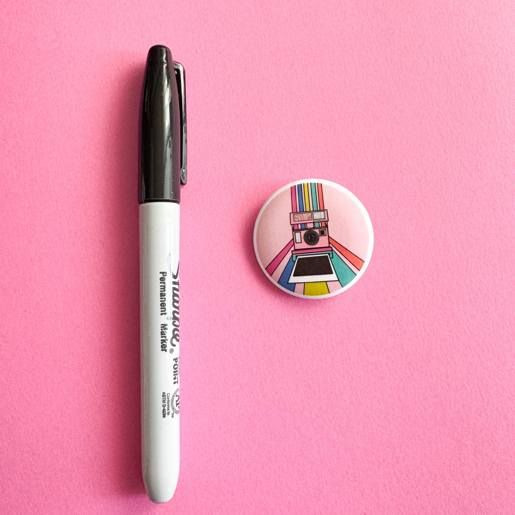 Retro Photo Rainbow Button