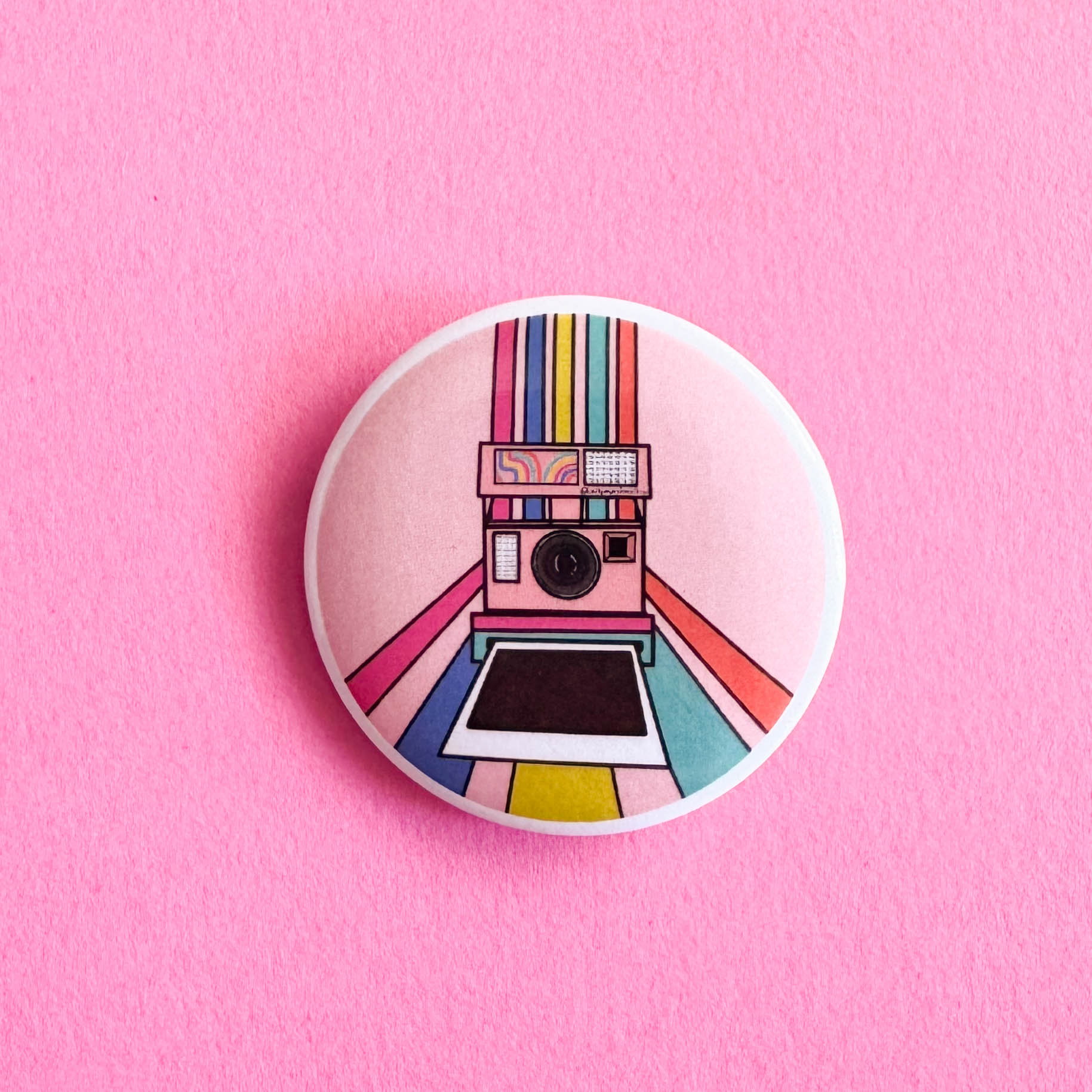 Retro Photo Rainbow Button