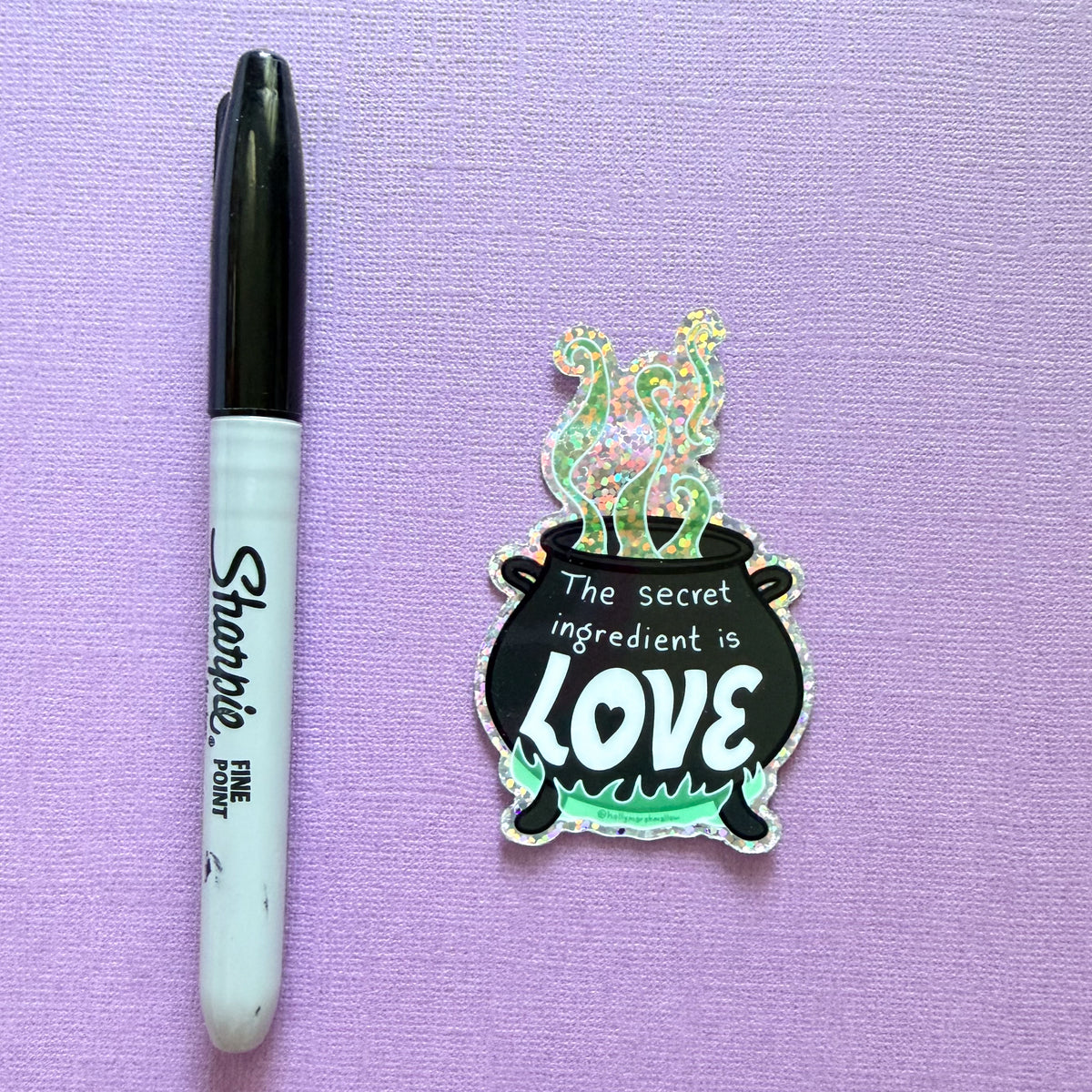 The Secret Ingredient is Love Glitter Sticker
