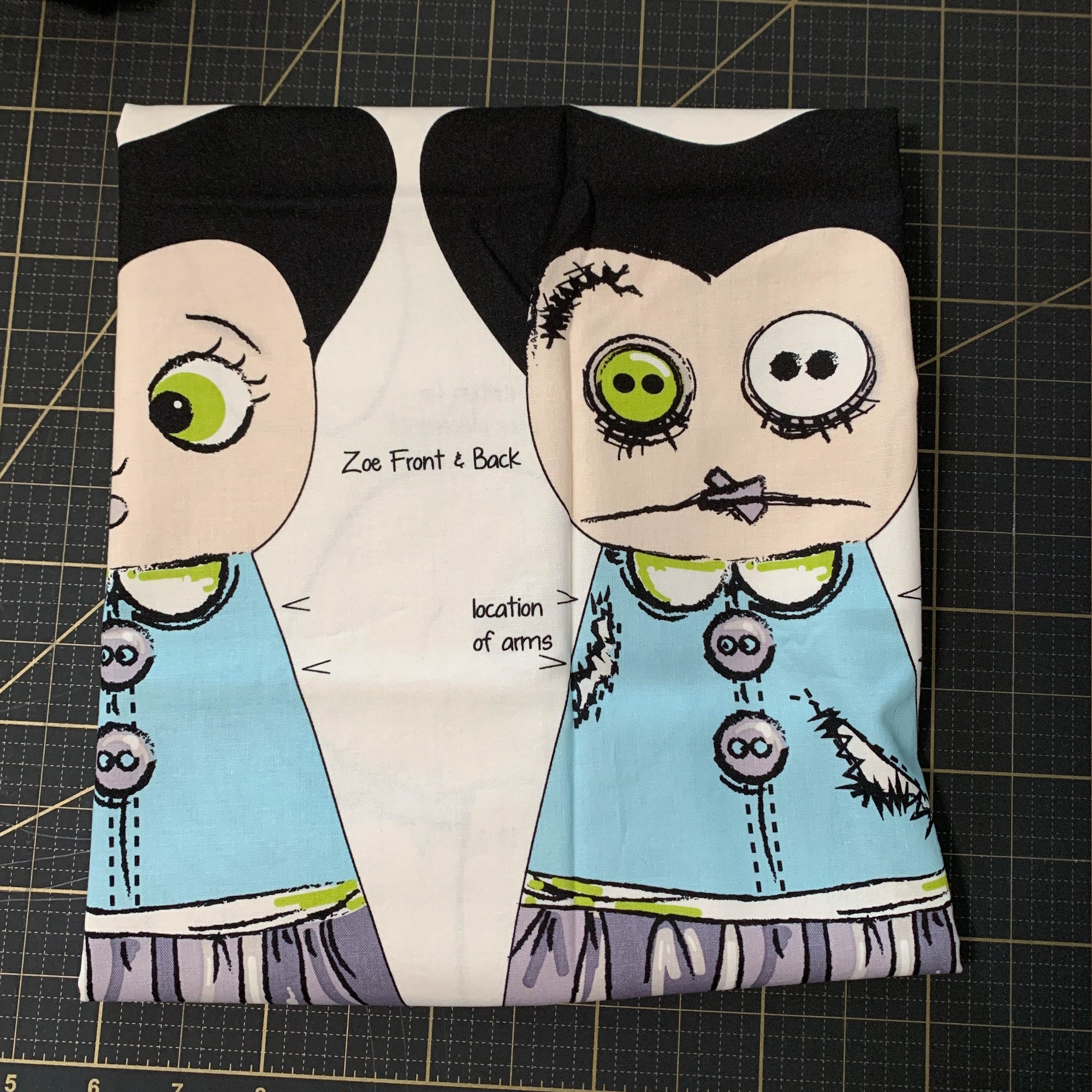 Zombie Apocalypse Cut-and-Sew Panel in Blue