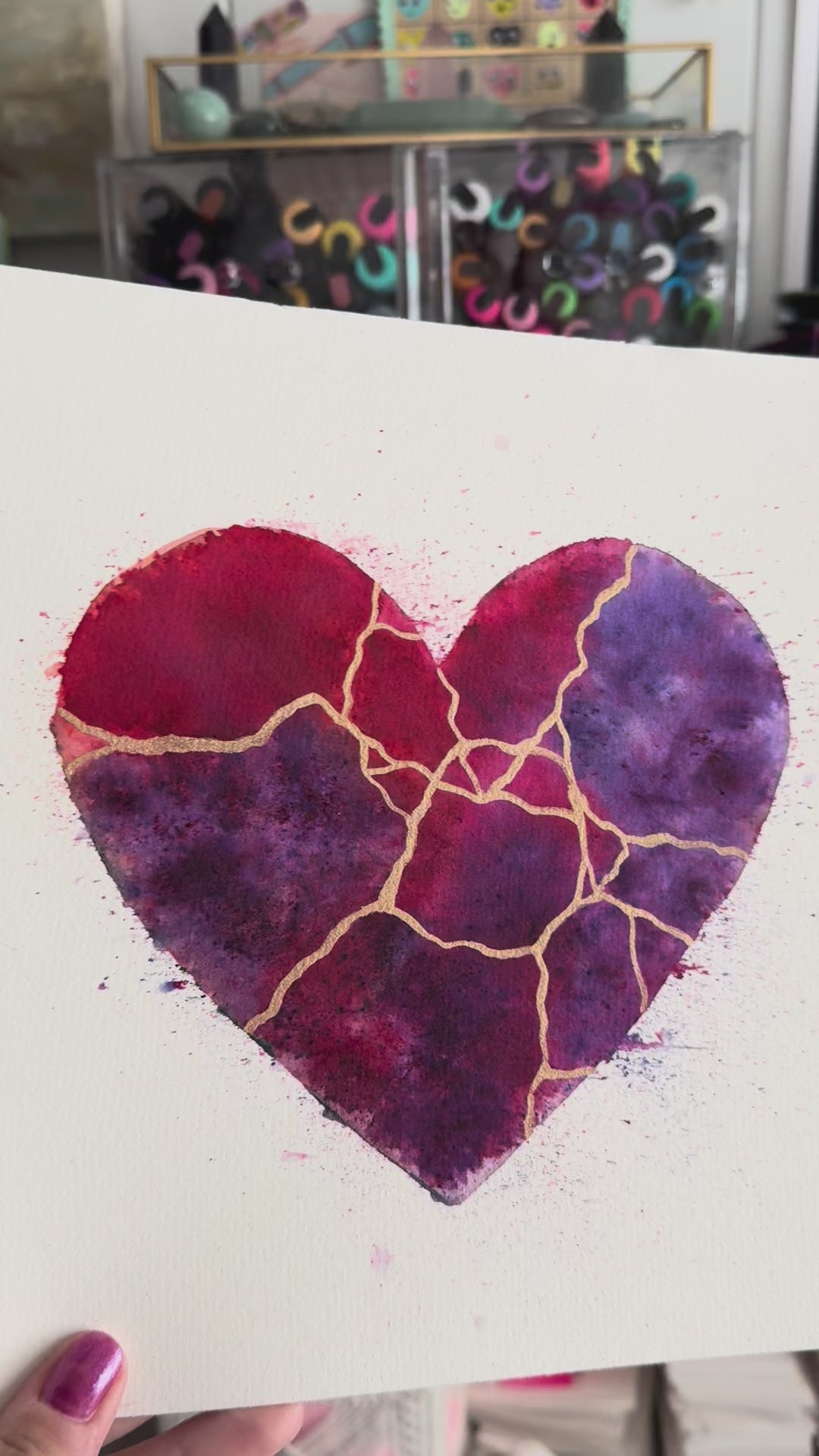 You & Me - Original Painting #55 - 9x12 Purple/Pink/Copper