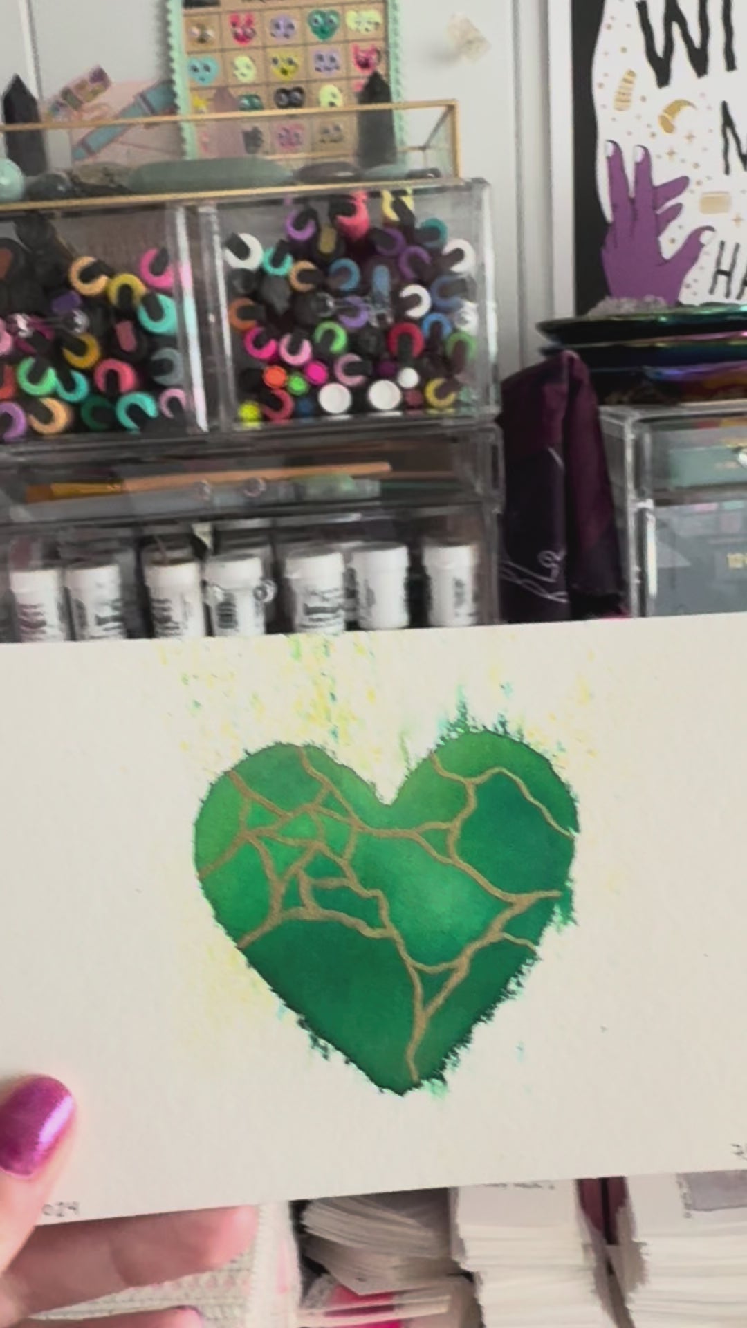 Seventh Heaven - Original Painting #75 - 4x6 Green/Bronze
