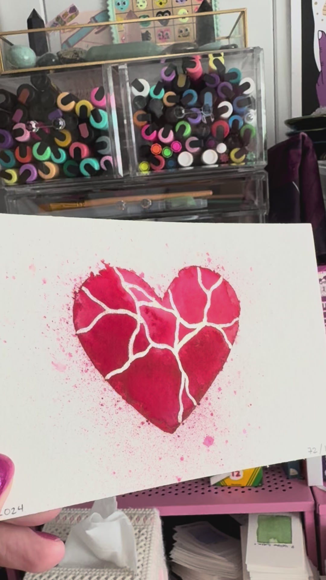 Something About Us - Original Painting #72 - 4x6 Red/Silver