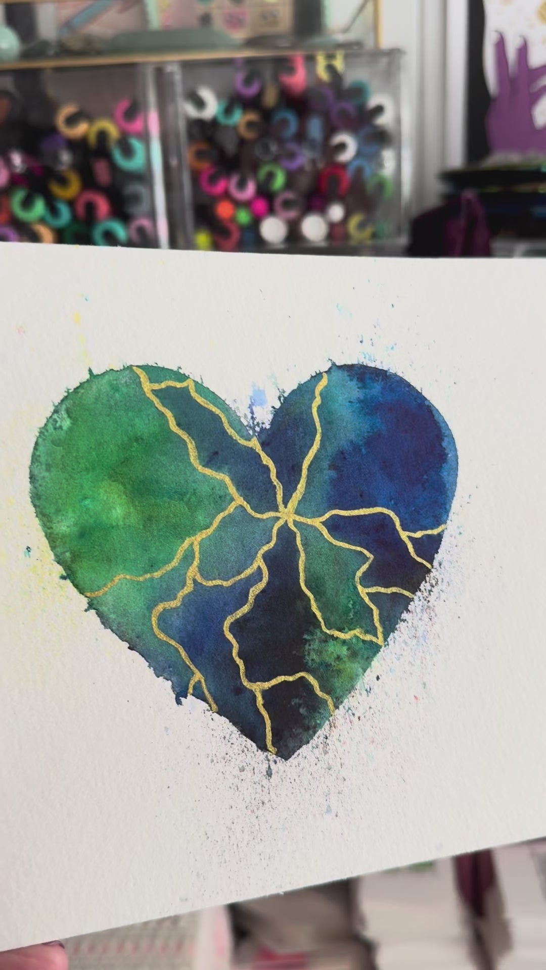 Contact - Original Painting #97 - 6x8 Blue/Green/Gold