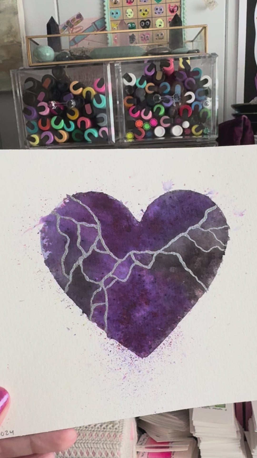 Edge Hill - Original Painting #53 - 6x8 Purple/Grey/Black/Silver