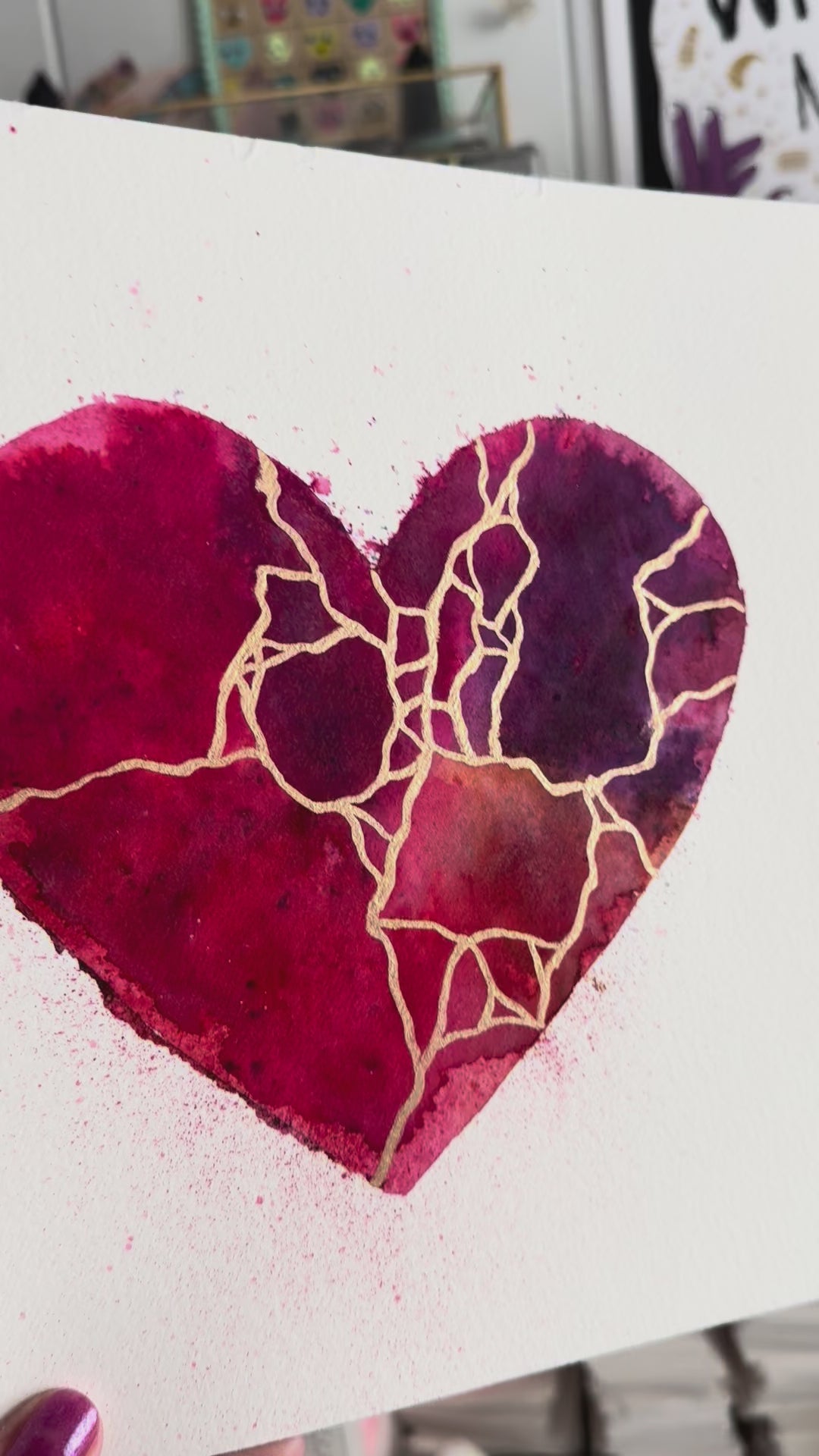 On My Love - Original Painting #50 - 9x12 Pink/Purple/Red/Copper