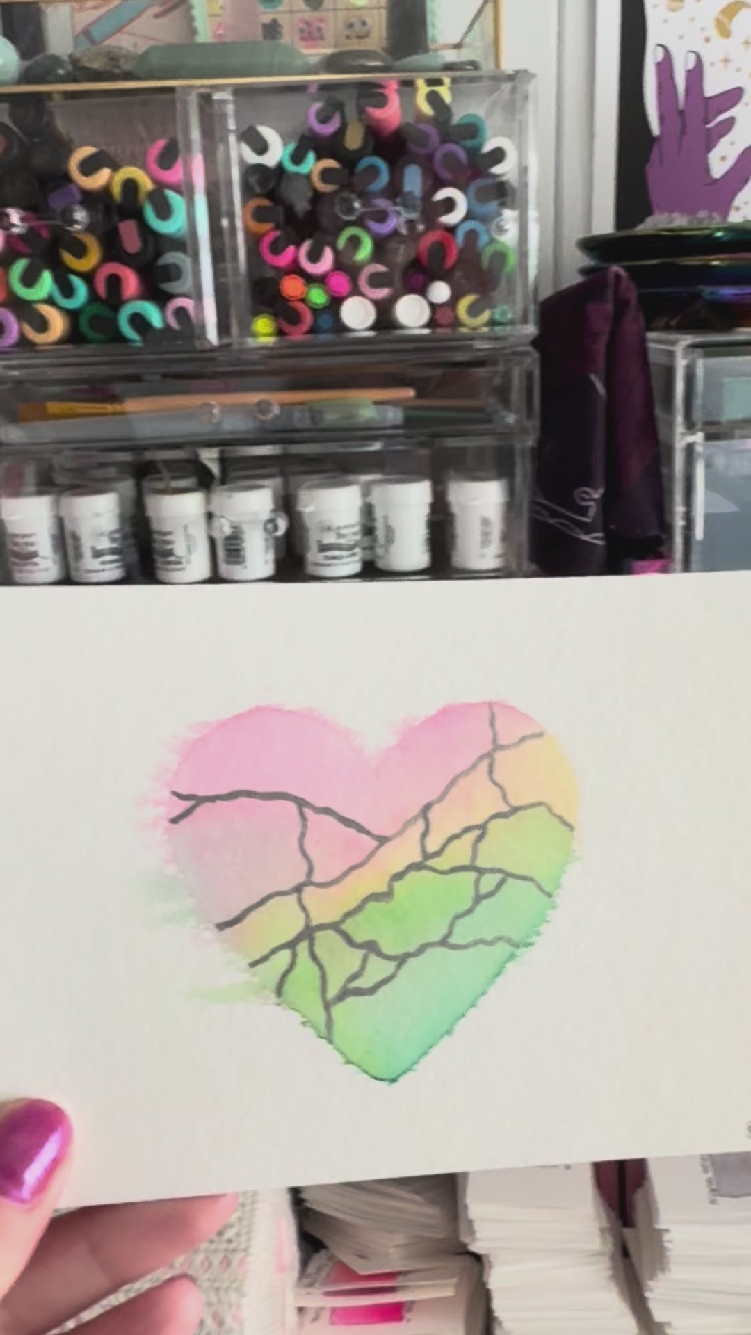 Dreamcatching - Original Painting #83 - 4x6 Pastel Rainbow/Silver