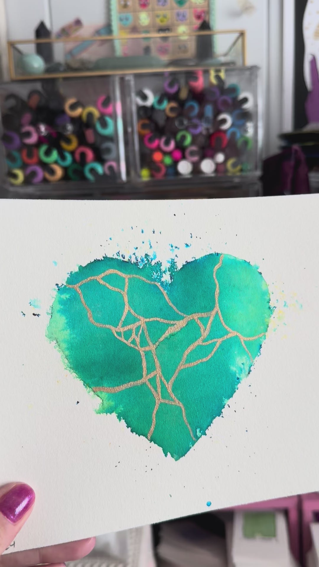 Careful You - Original Painting #93 - 6x8 Teal/Bronze