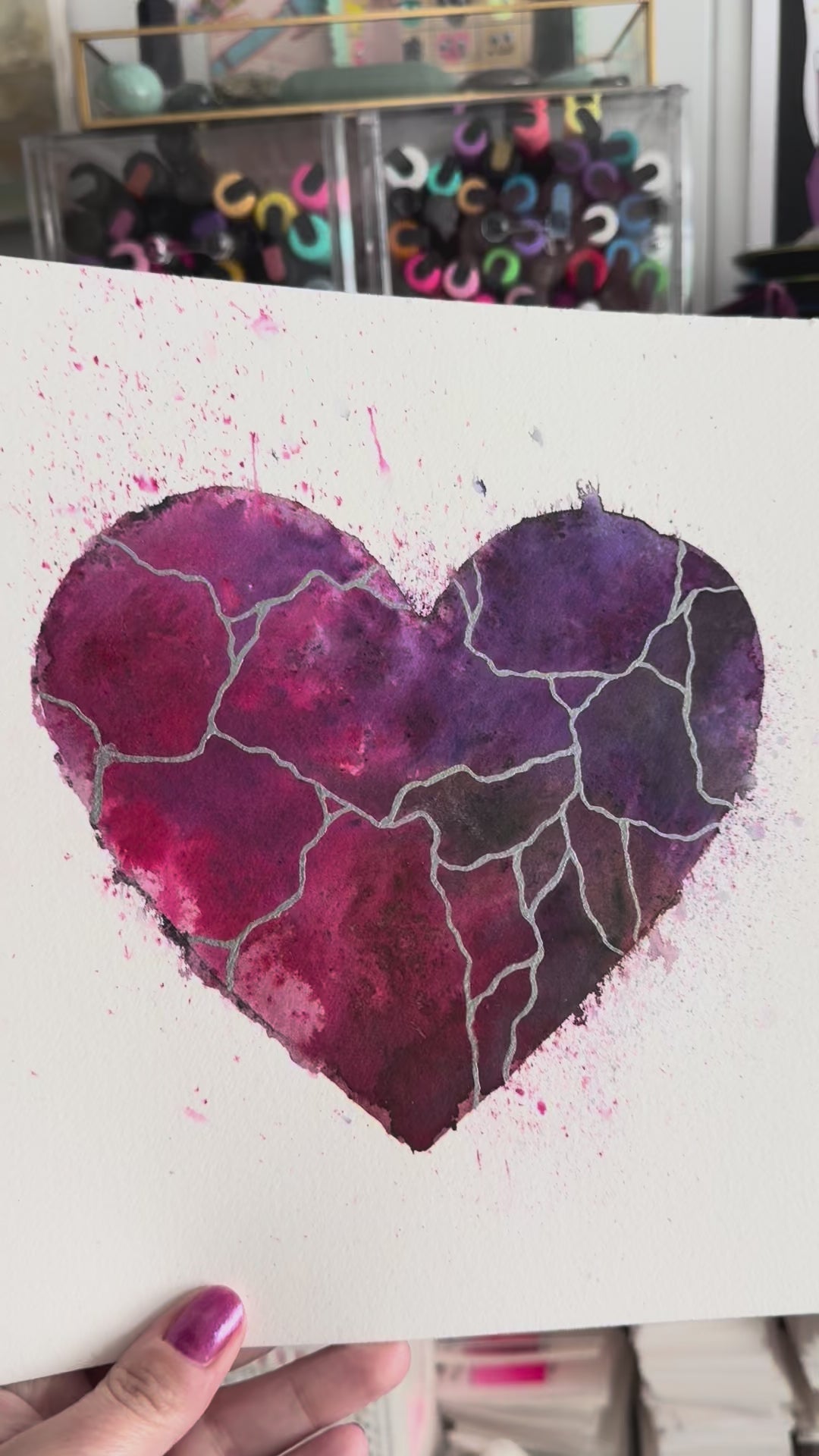 Cosmic Dancer - Original Painting #52 - 9x12 Pink/Purple/Black