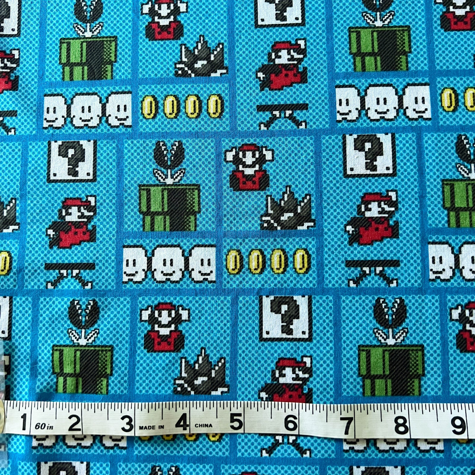 Super Mario Bros. - Mario Gameboard Cotton Fabric - Out of Print - 1 yard