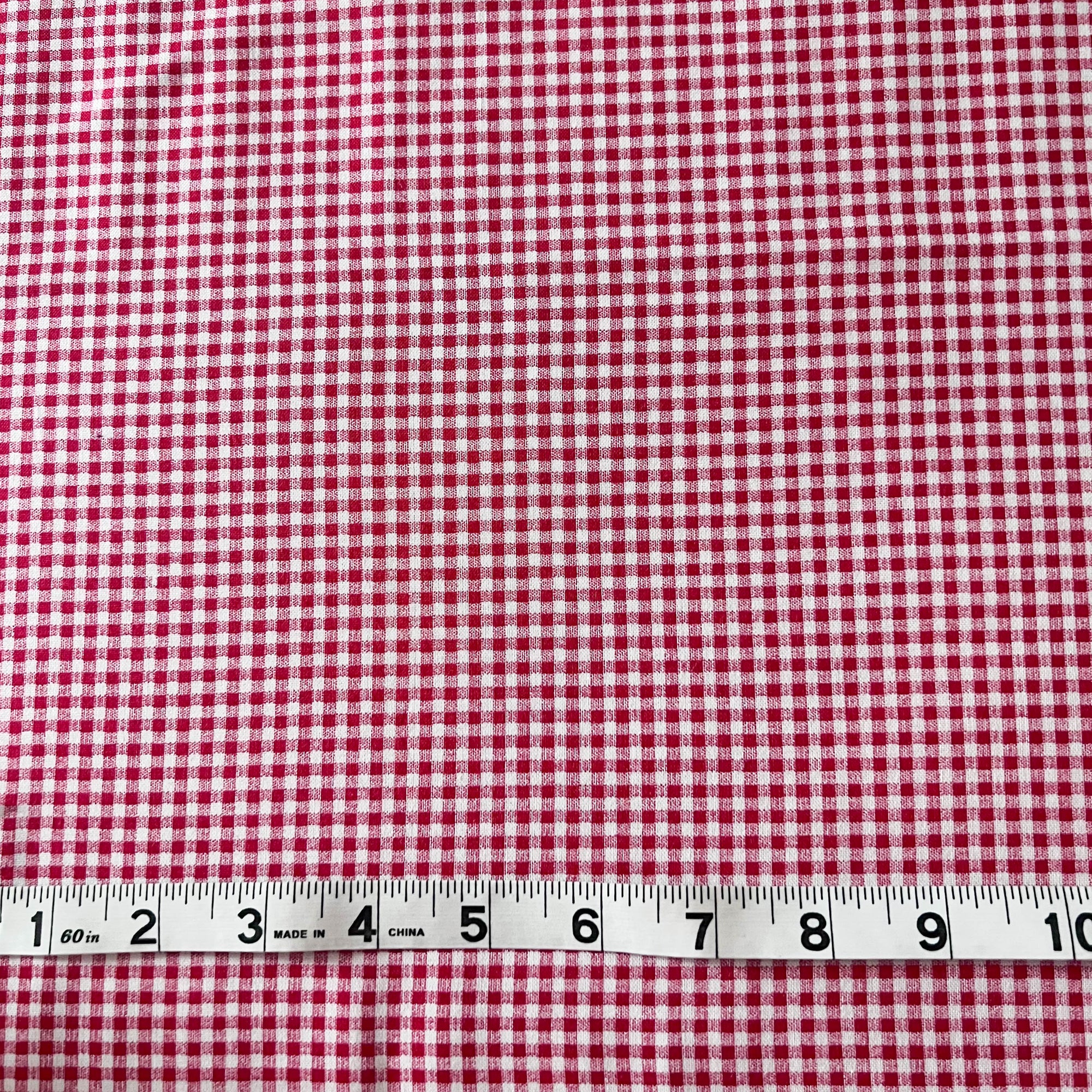 Red Mini Gingham Cotton Fabric by Lecien Color Basic Collection - 1 Yard