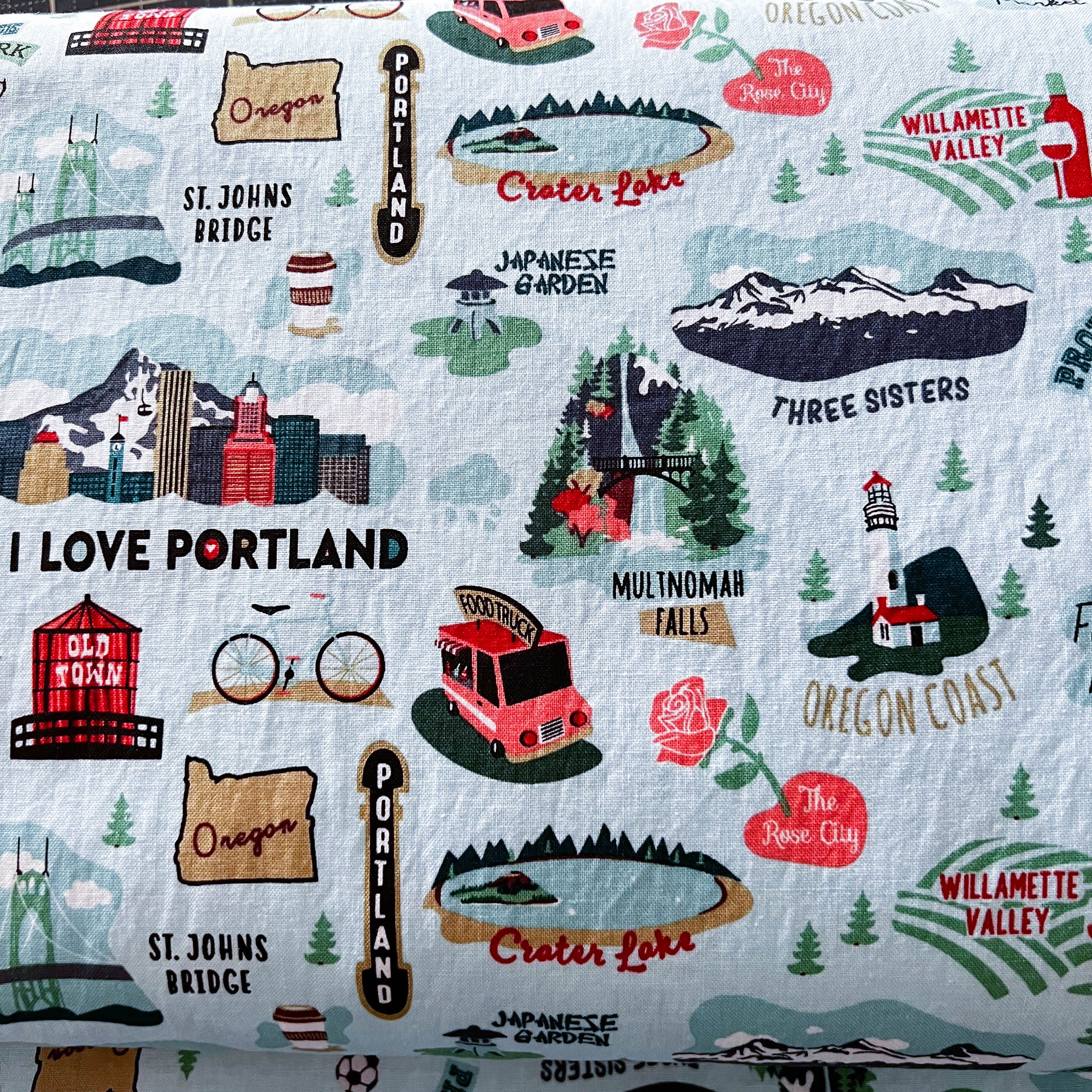 I Heart Oregon Cotton Fabric - Fabric by the Yard - Out of Print