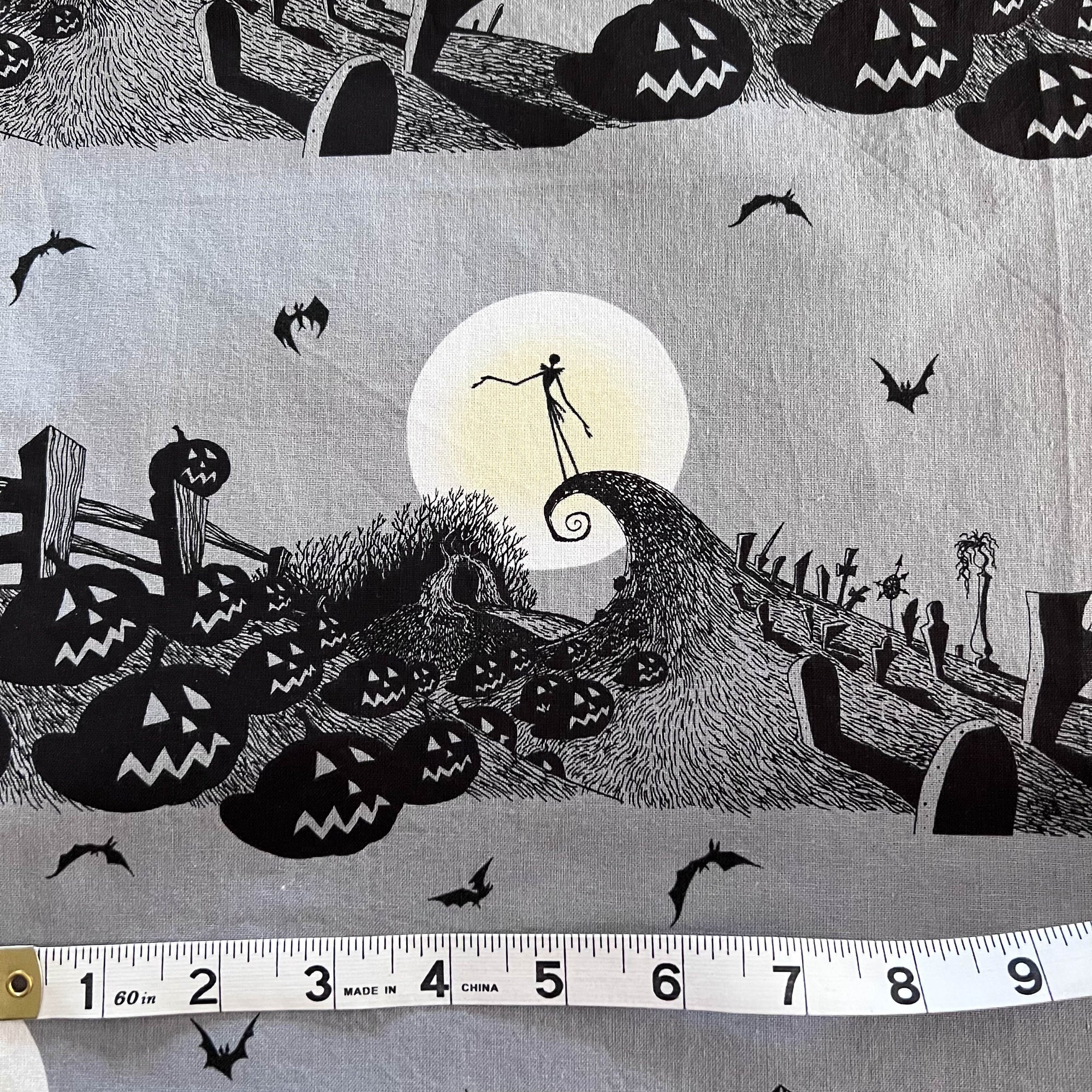 Nightmare Before Christmas Graveyard Moon Fabric - Out of Print - 1 yard