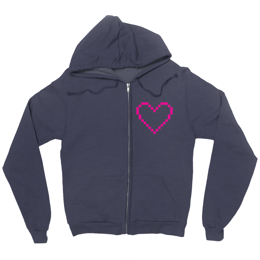 Pixelated Heart Zip-Up Hoodie
