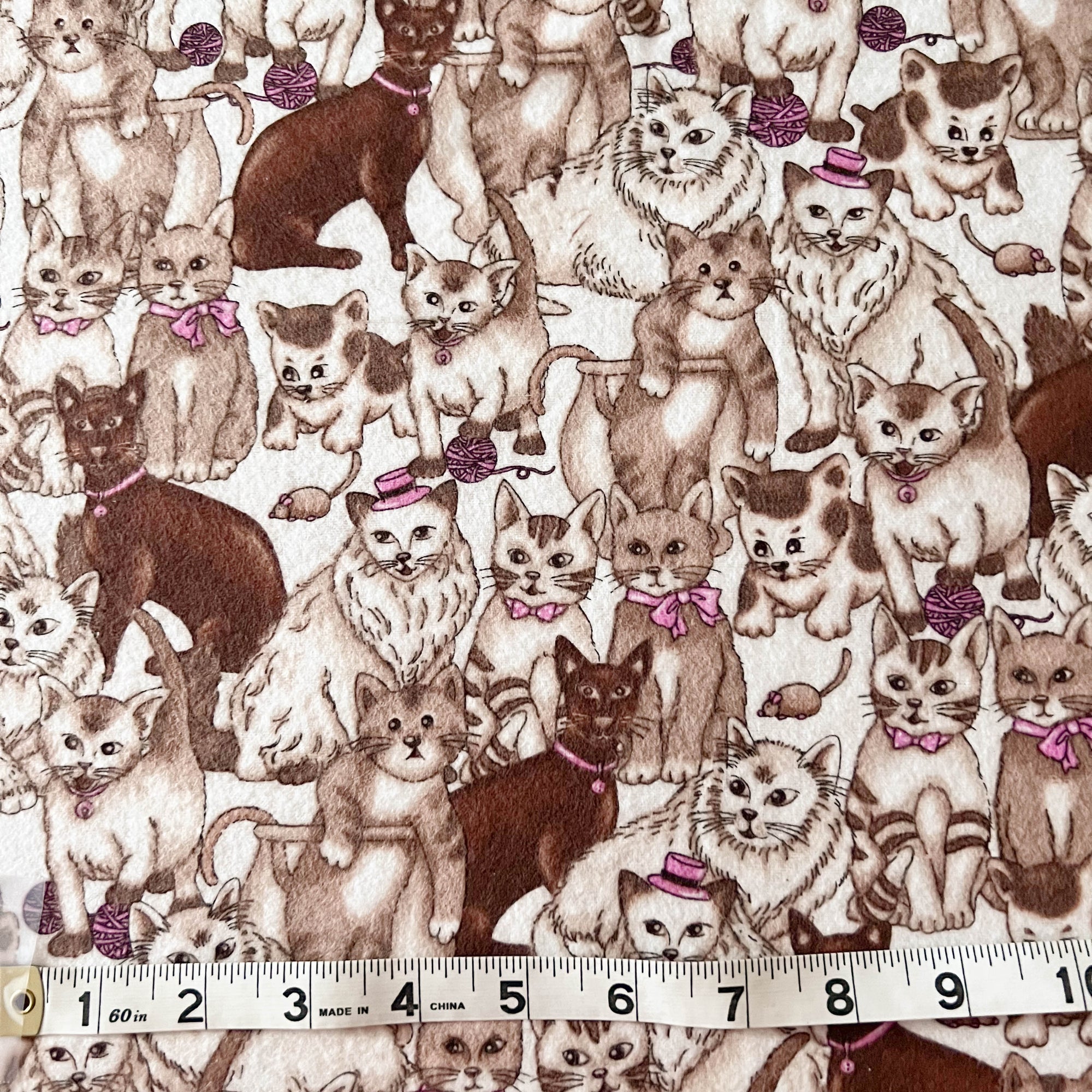 Cats in Hats and Bow Ties Flannel - 1.5 yards