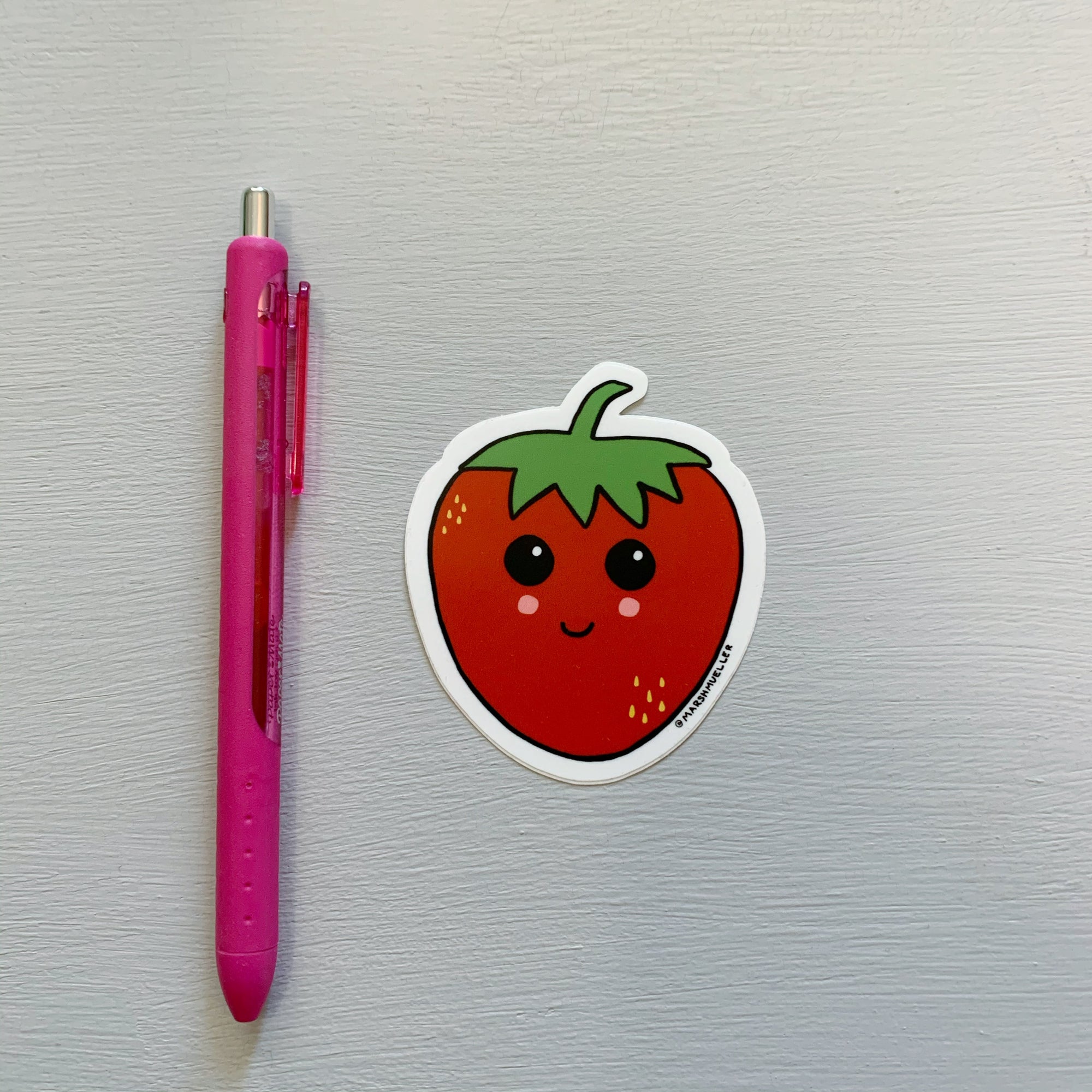 Cute pink strawberry - Strawberry - Sticker