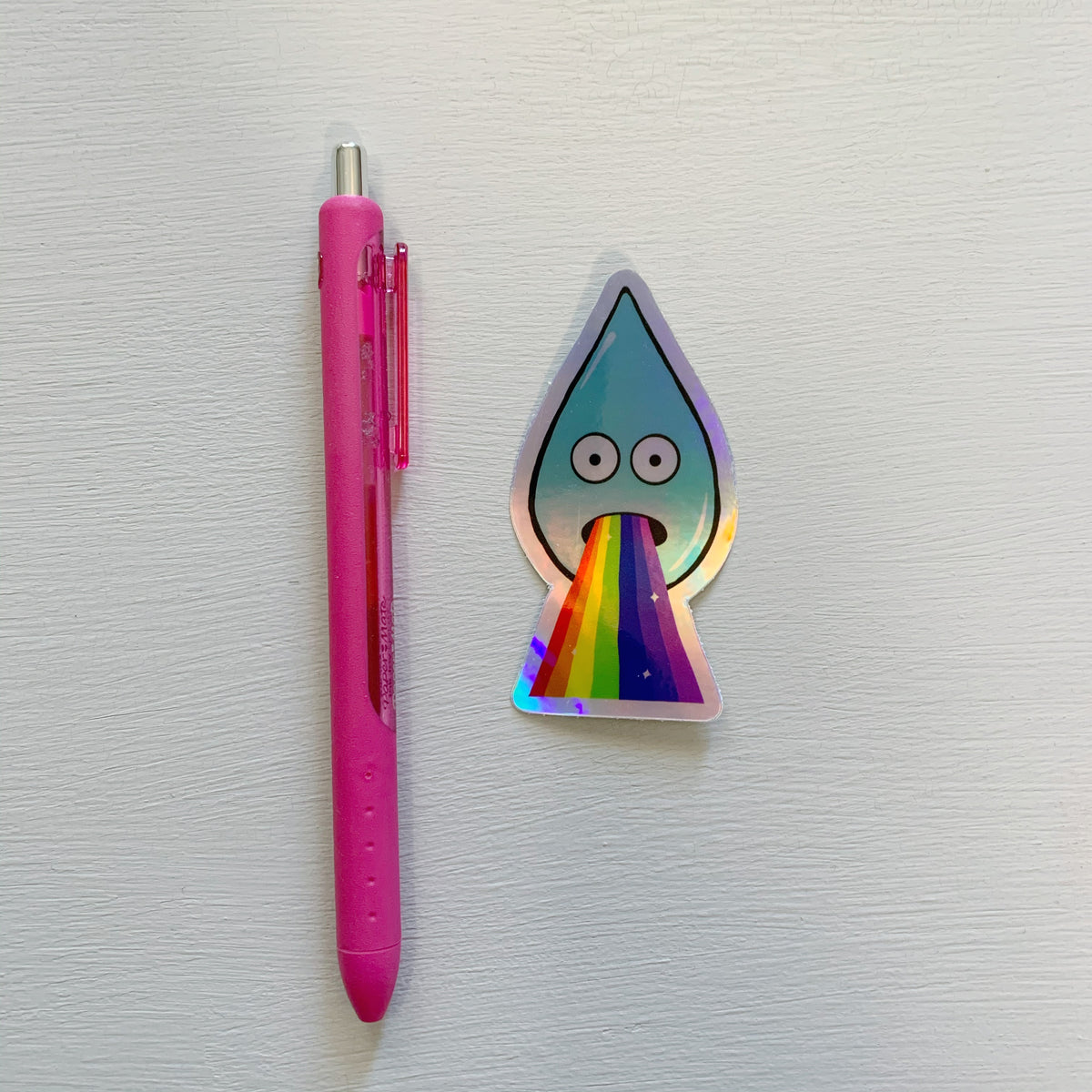 Holographic Barfing Raindrop Sticker