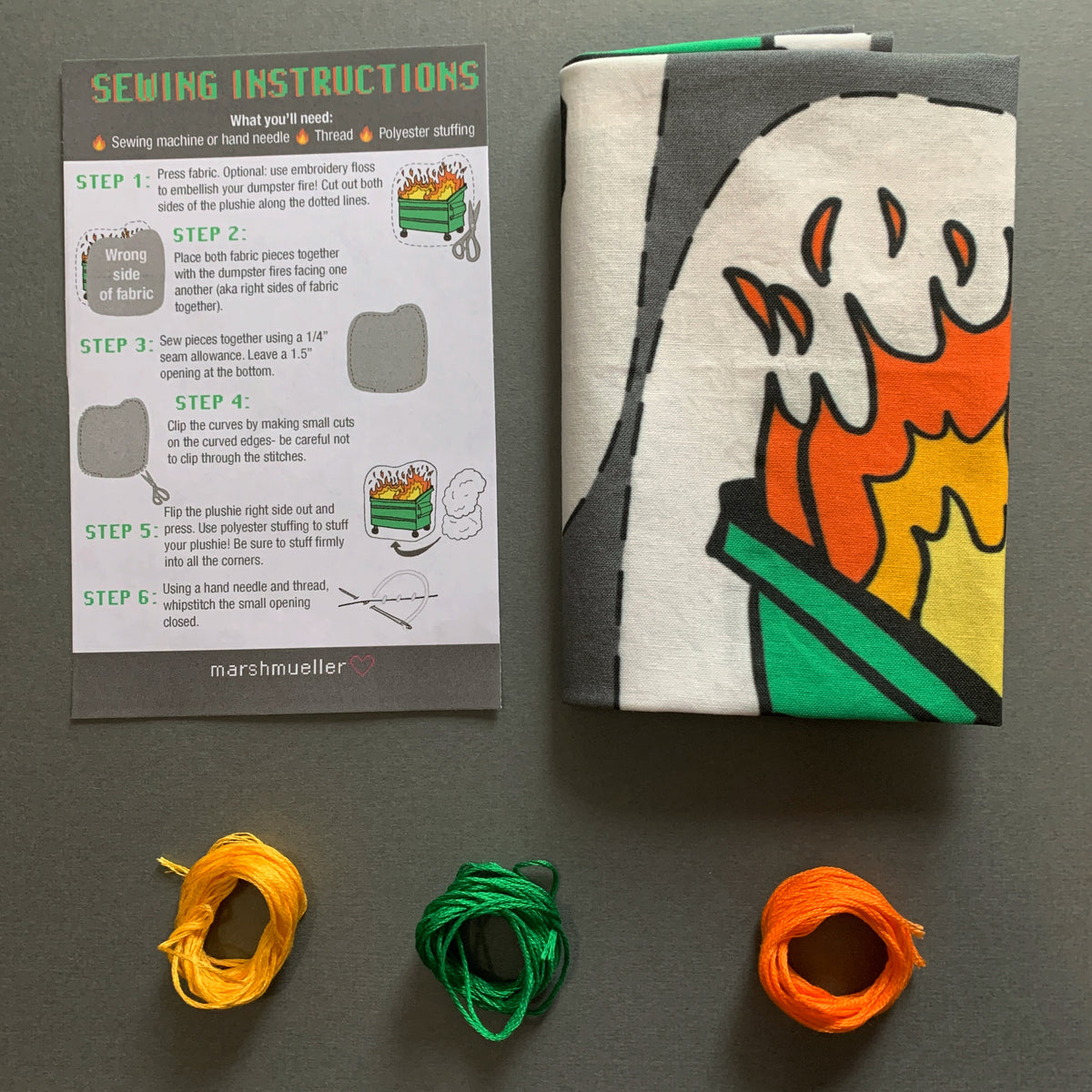 Dumpster Fire Plushie DIY Kit