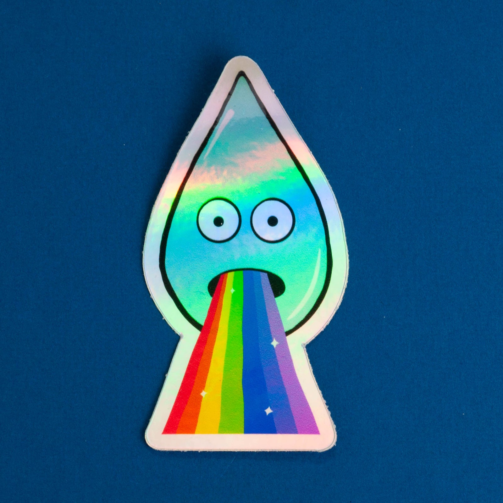 Holographic Barfing Raindrop Sticker