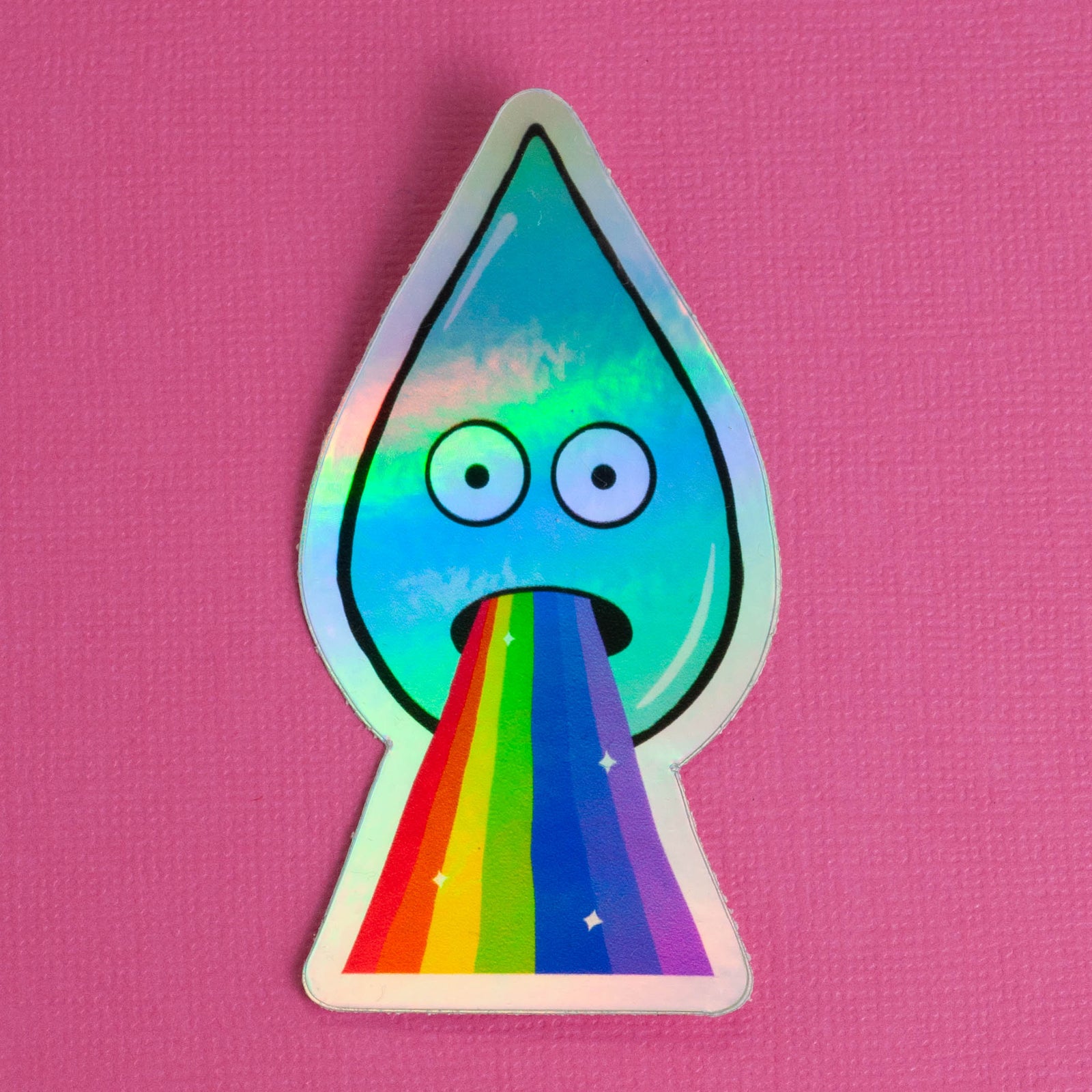 Holographic Barfing Raindrop Sticker