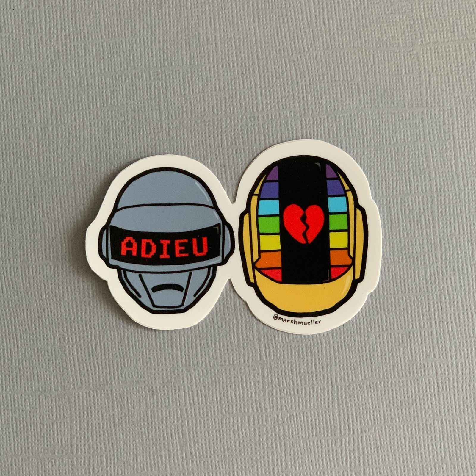 Daft Punk Die Cut Sticker by Marshmueller on a grey textured background