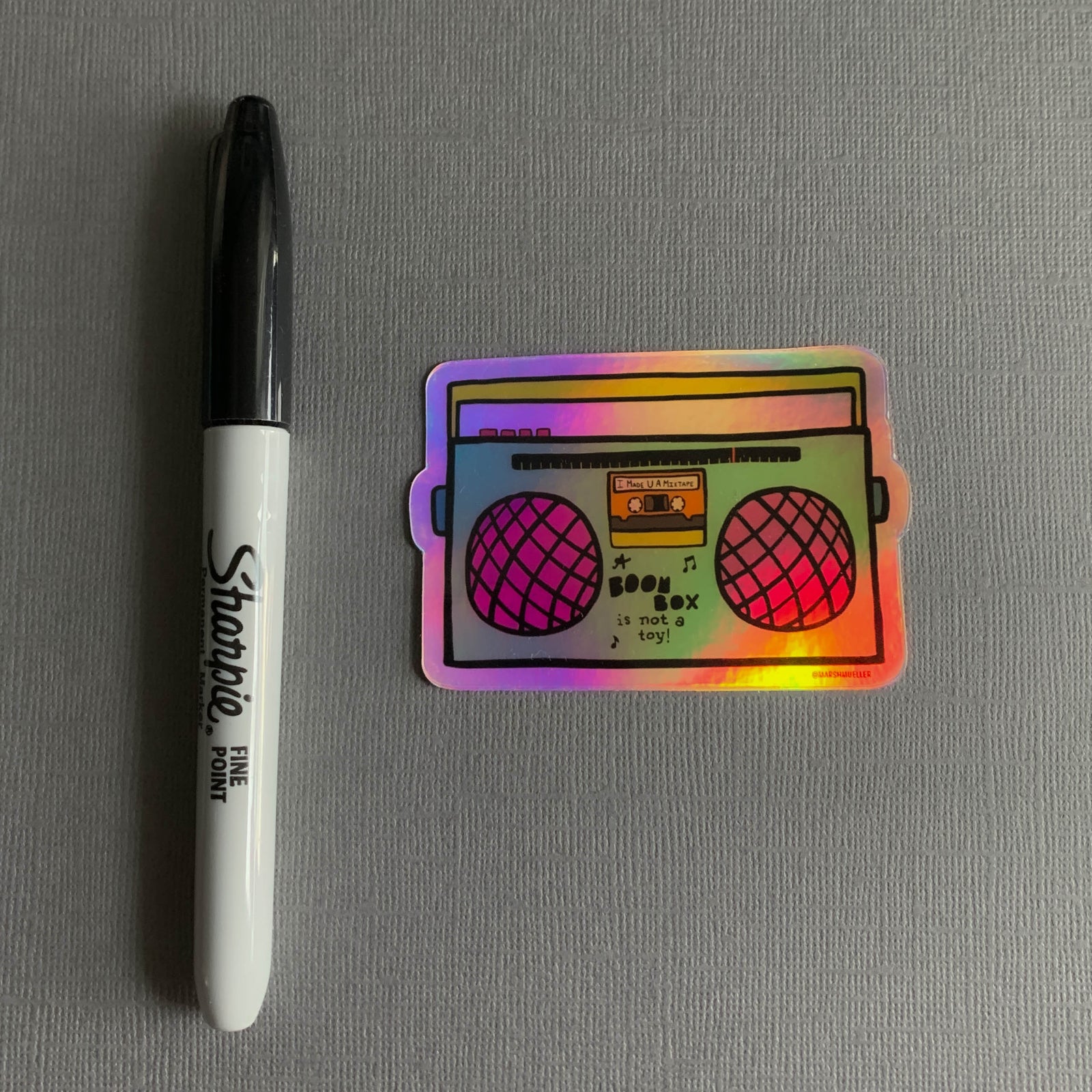 Holographic Boom Box Sticker