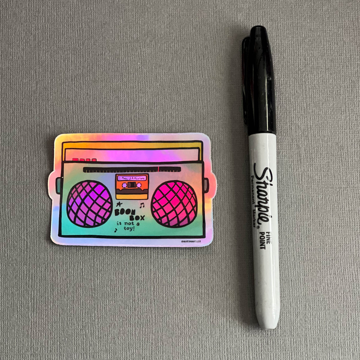 Holographic Boom Box Sticker