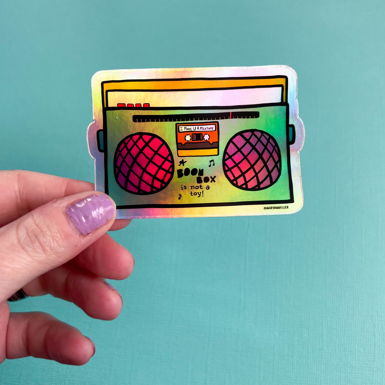 Holographic Boom Box Sticker