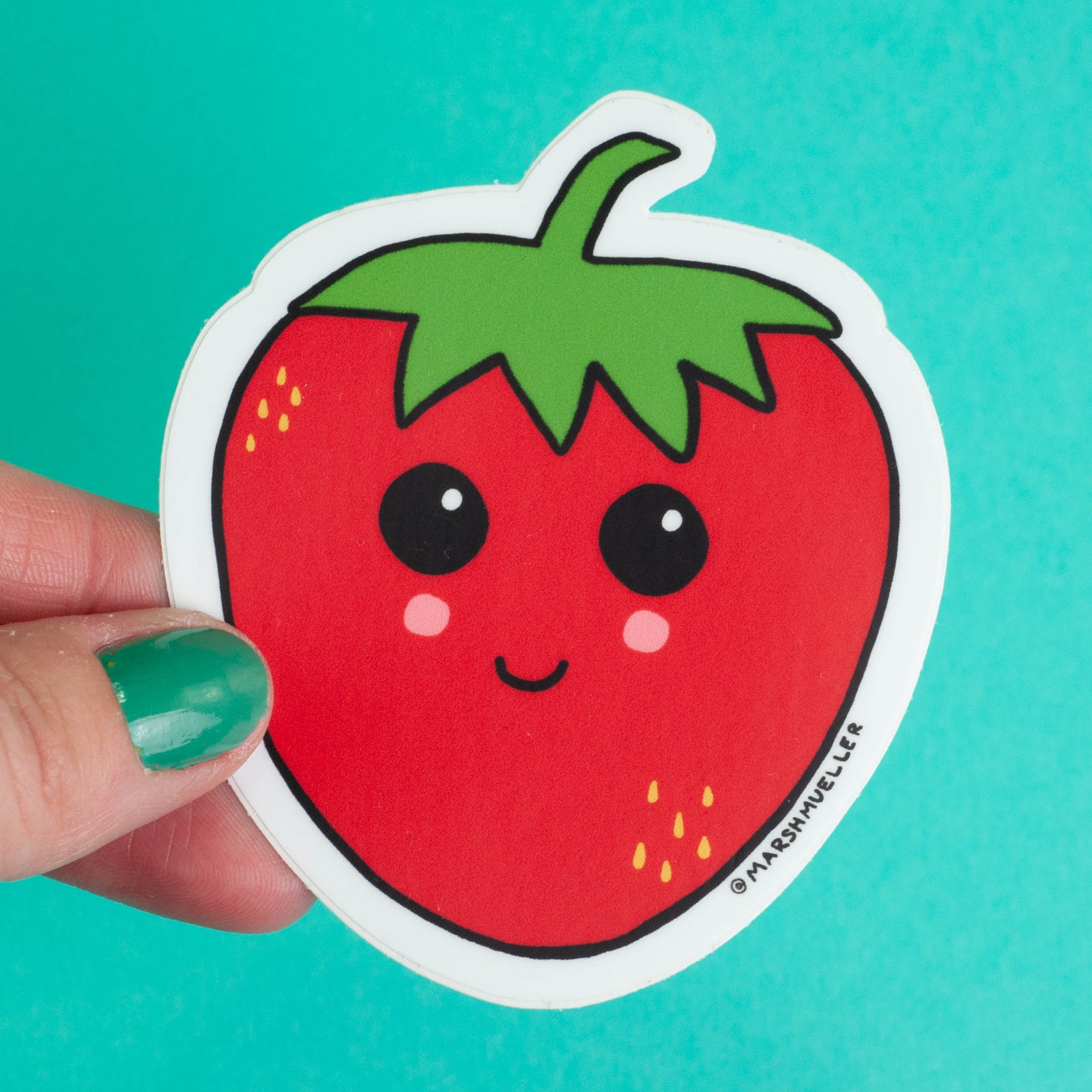 Cute Strawberry Sticker - hollymarshmallow