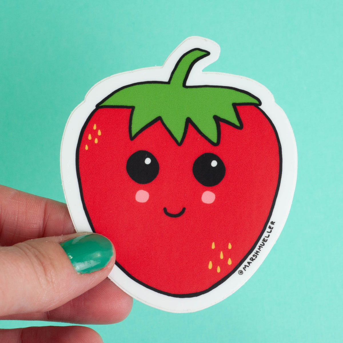 Cute Strawberry Sticker - hollymarshmallow