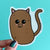 Hand holding Potato Cat Die Cut Sticker on a teal background