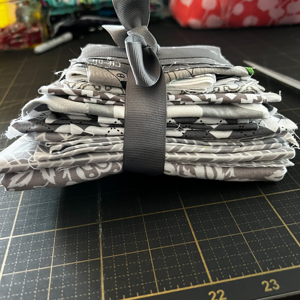 Grey + White Fabric Scrap Bundle No. 2 - 12 oz.
