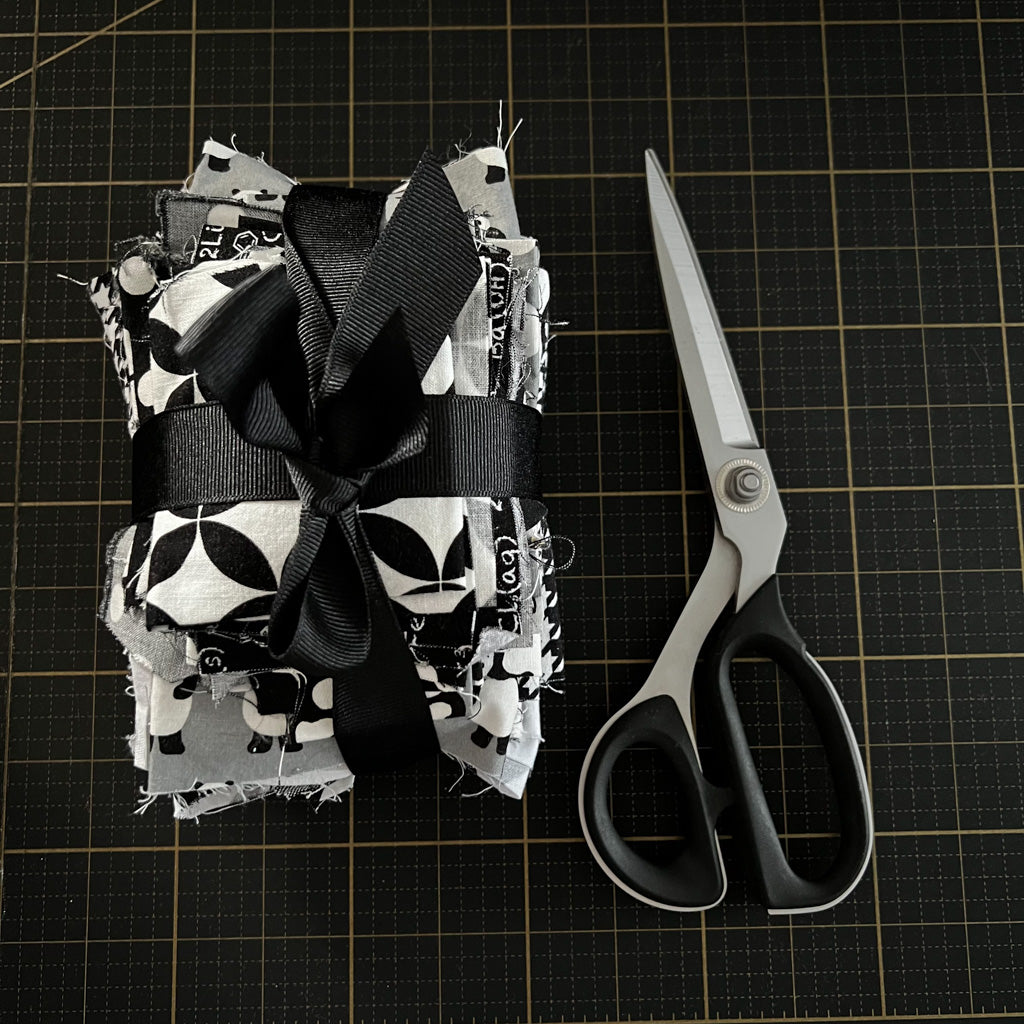 Black + White + Grey Fabric Scrap Bundle No. 1 - 10.3 oz.