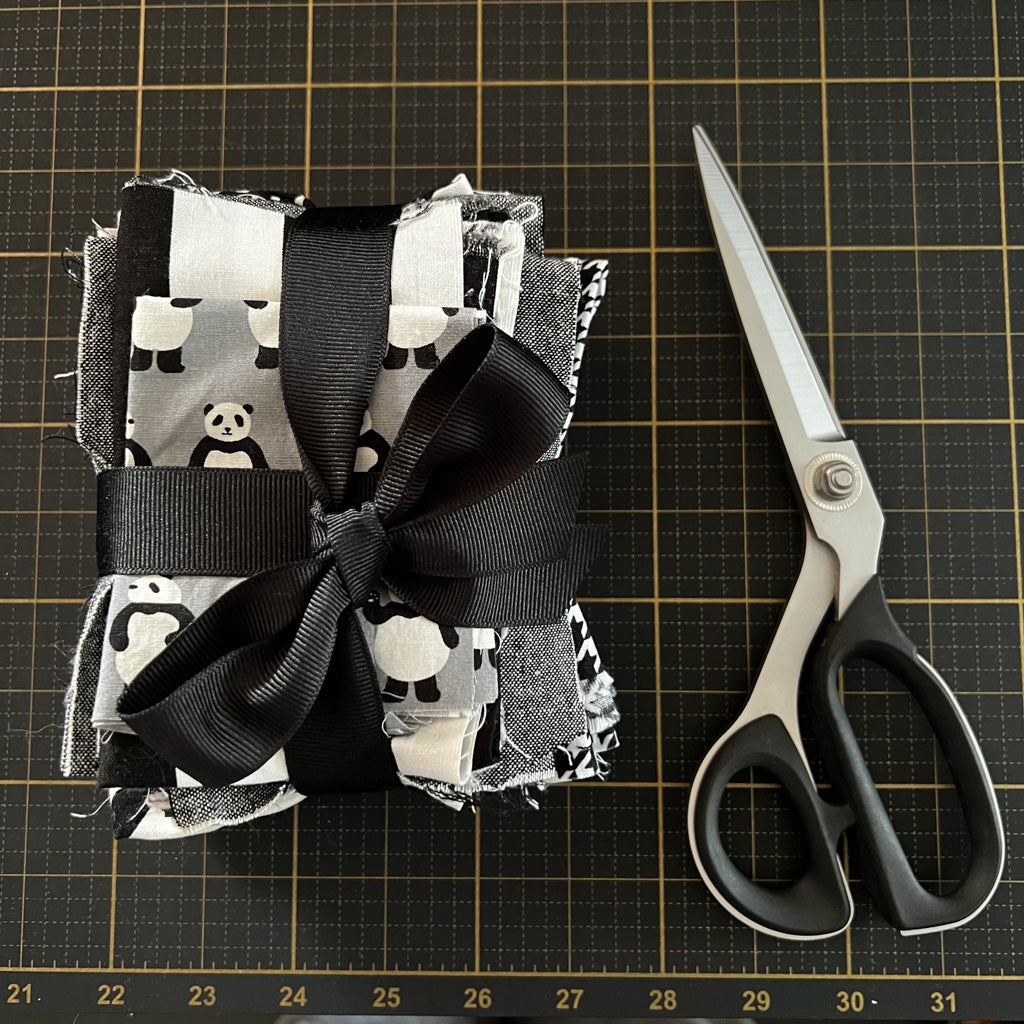 Black + White + Grey Fabric Scrap Bundle No. 3 - 10.3 oz.
